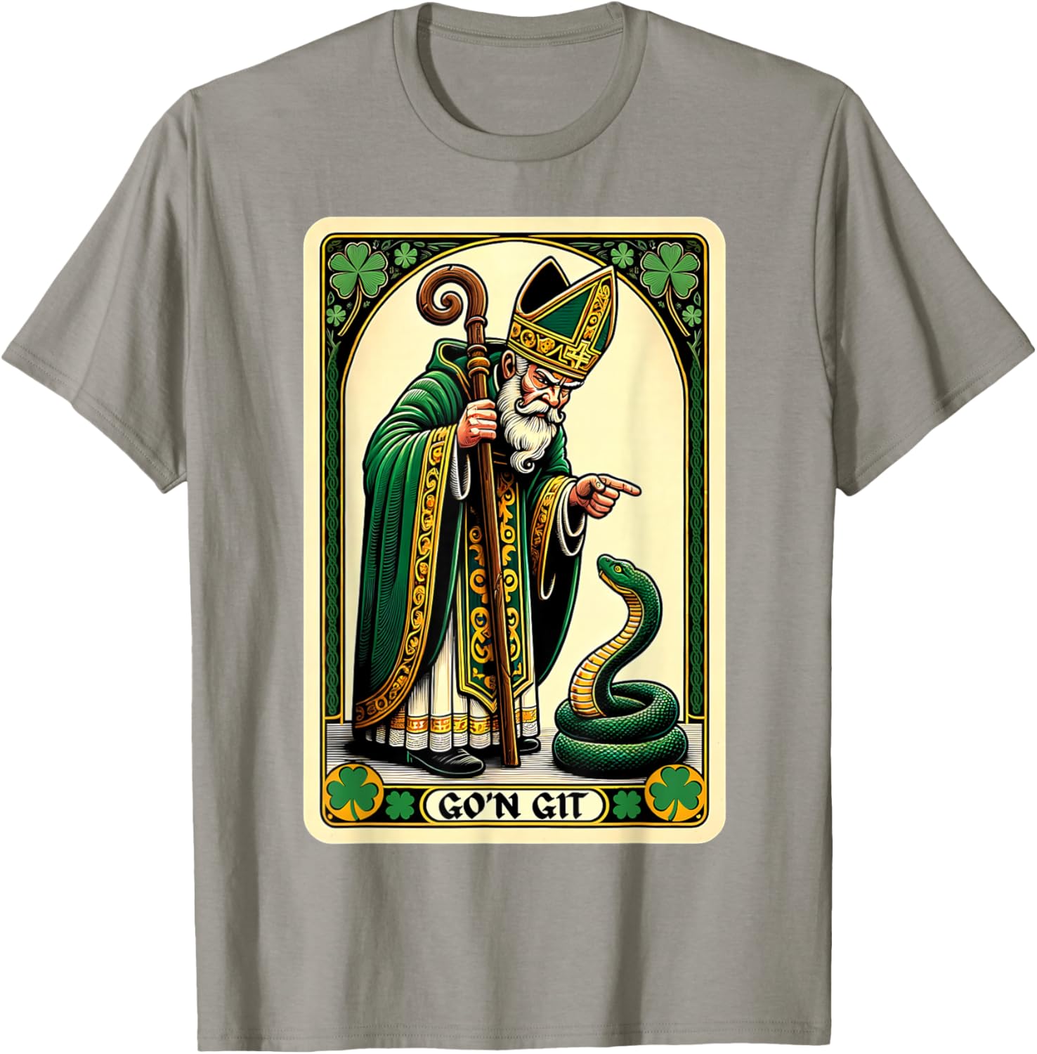Funny St Patricks Day Tarot Card Go'n Git T-Shirt for Festive Fun - 11