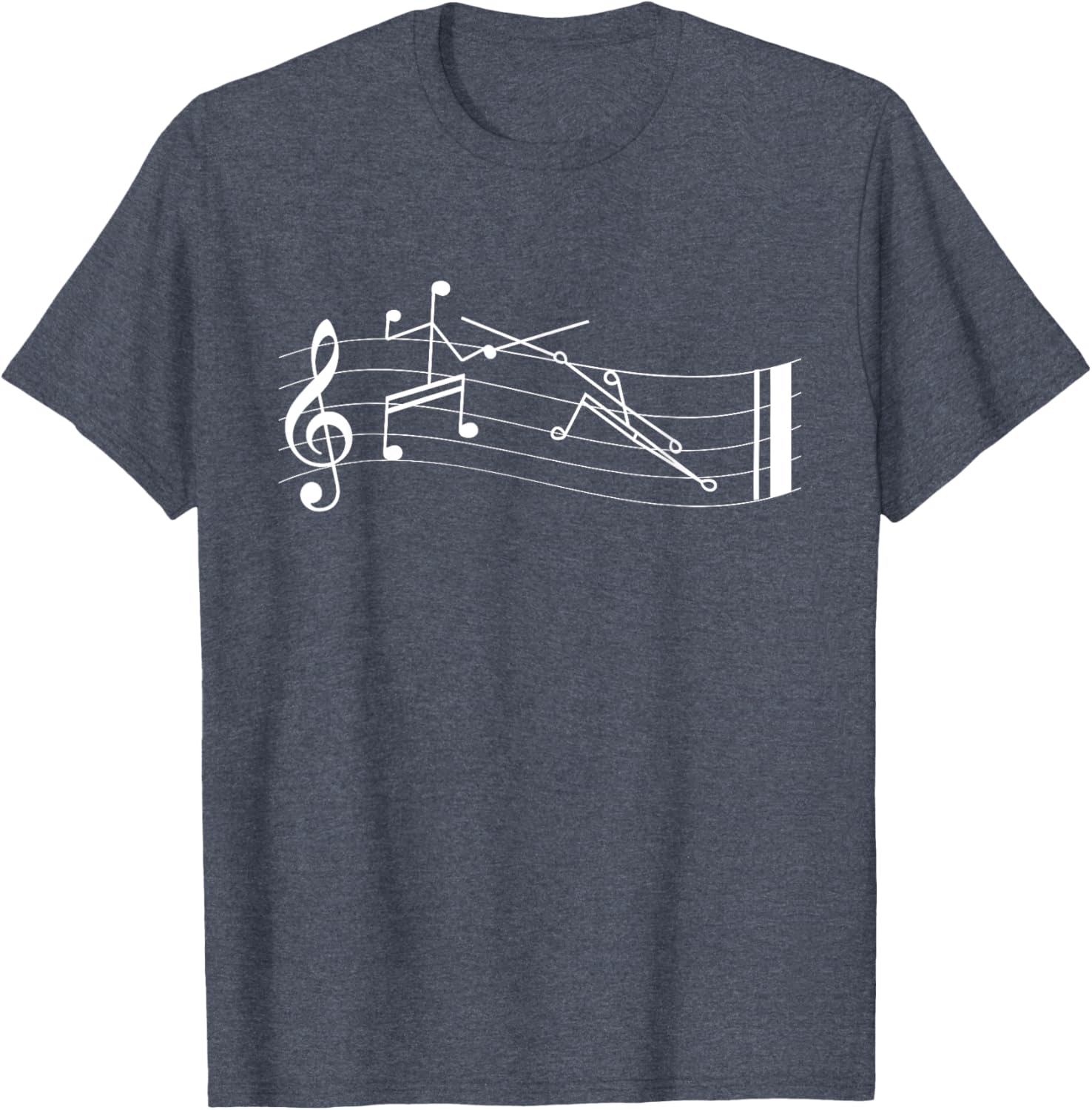 Funny Stick-Figure Music Notes En-garde T-Shirt for Music Lovers - 11