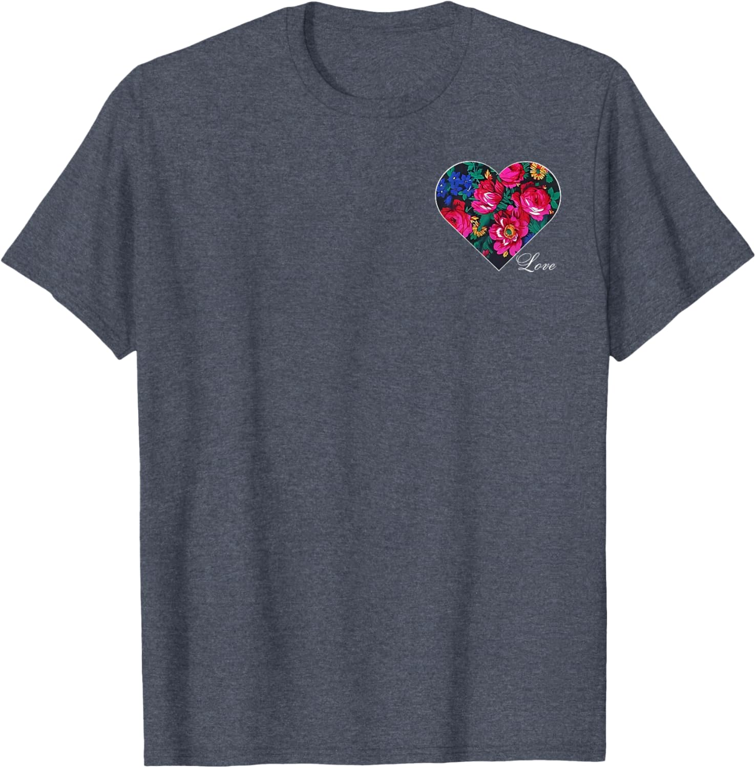 Floral Heart Love T-Shirt for Native American Women - Masani Scarf Design - 18
