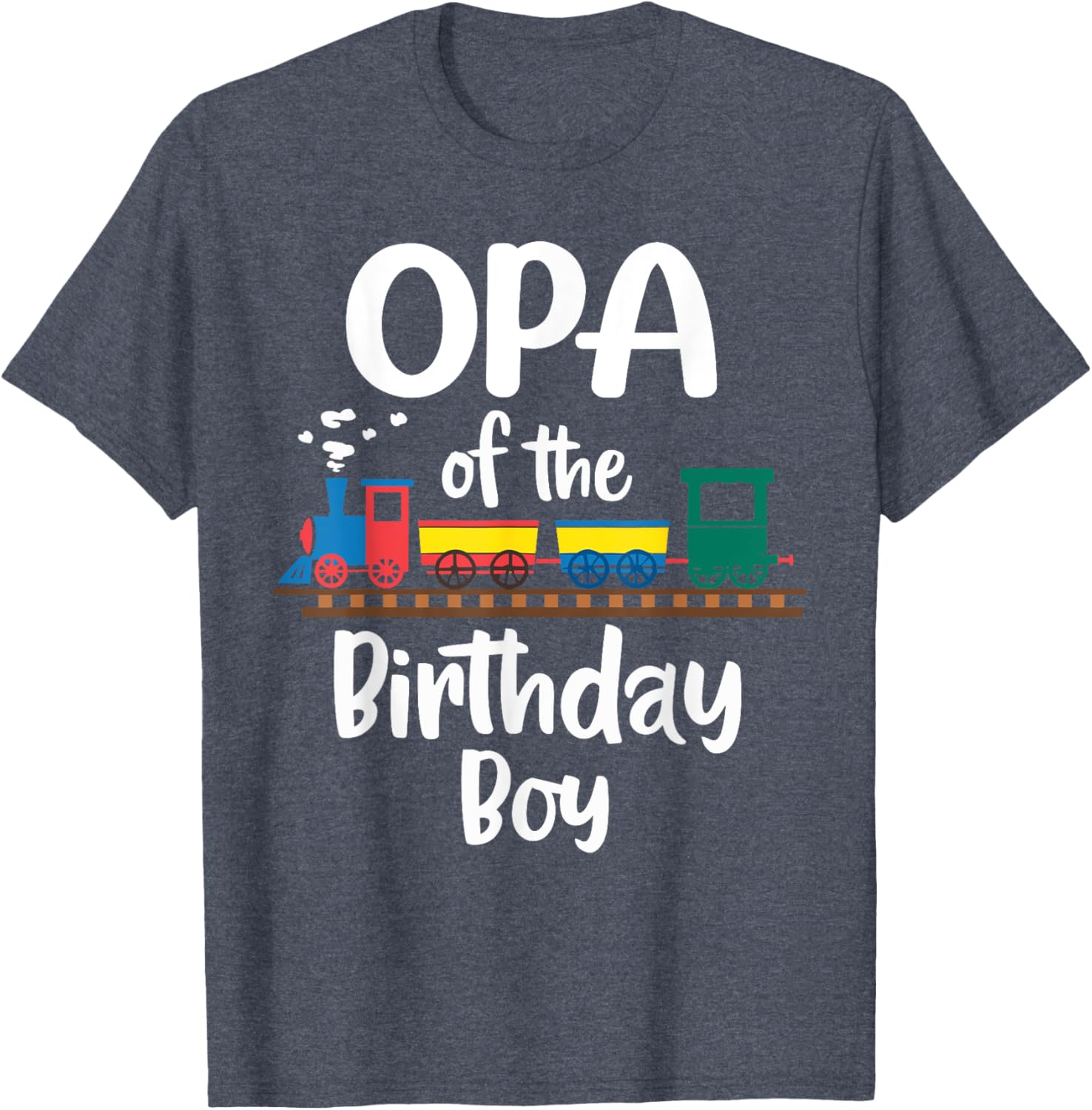 Opa of the Birthday Boy Train Toys Grandpa T-Shirt for Two Year Celebration - 6