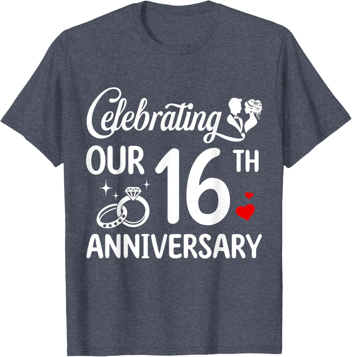16th Wedding Anniversary T-Shirt for Couples - Celebrate 16 Years Together - 12