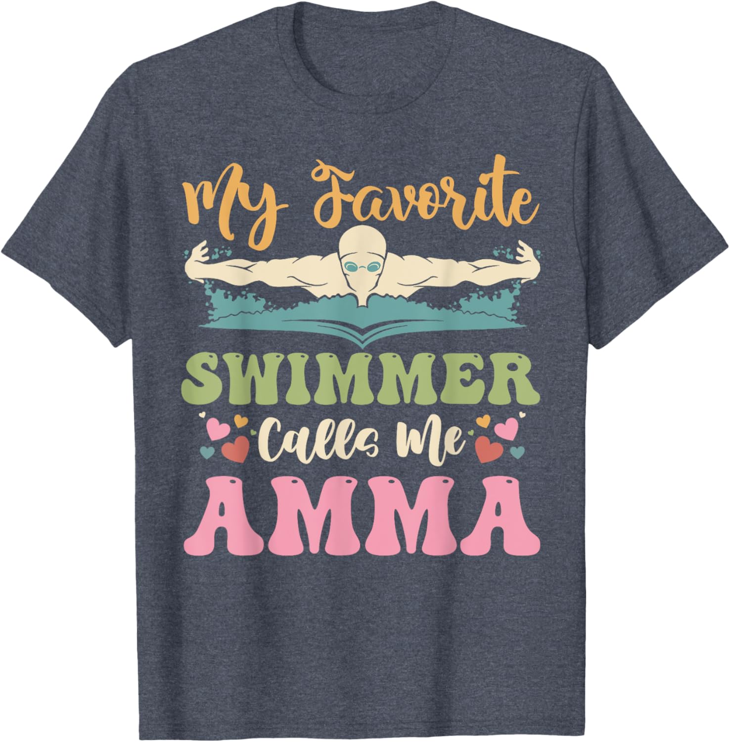 My Favorite Swimmer Calls Me Amma Family Matching T-Shirt for Fun Bonding - 6