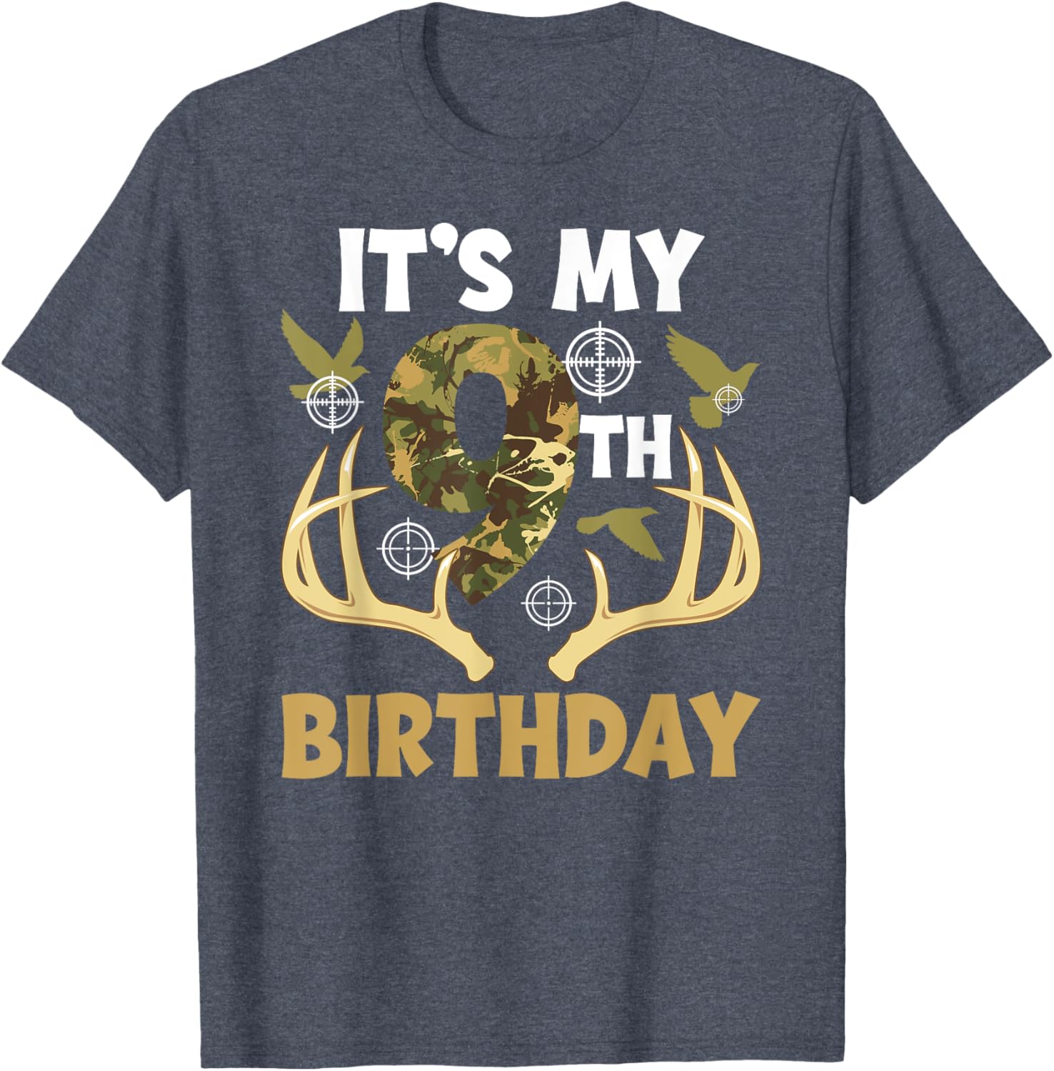 9th Birthday Hunting T-Shirt for Boys Fun Hunter Design Gift - 2