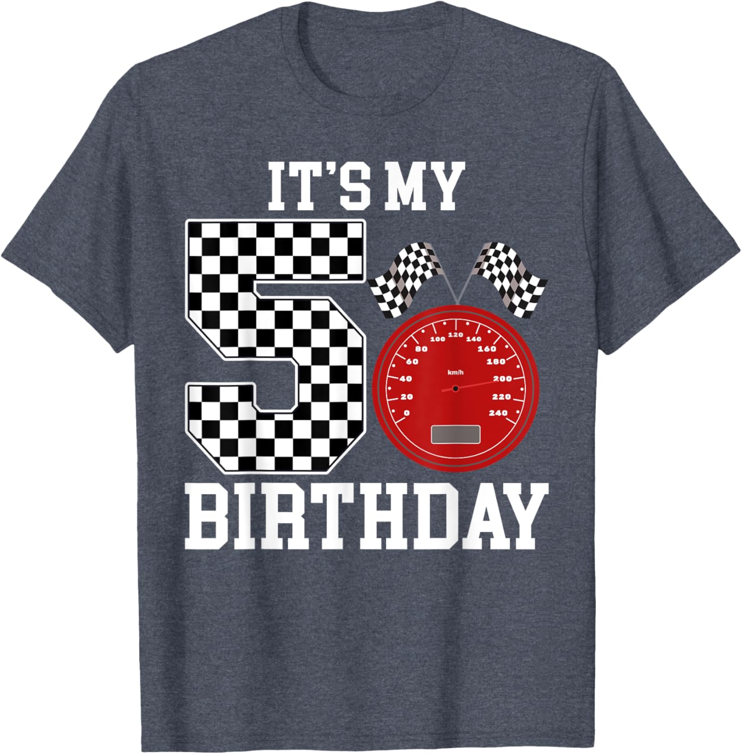 Boys 5th Birthday Racing Car Flag T-Shirt Fun Gift for Kids - 7