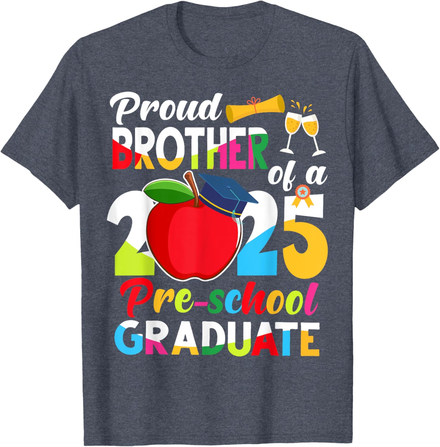 Proud Brother of 2025 Pre-K Graduate Graduation T-Shirt for Kids - 5