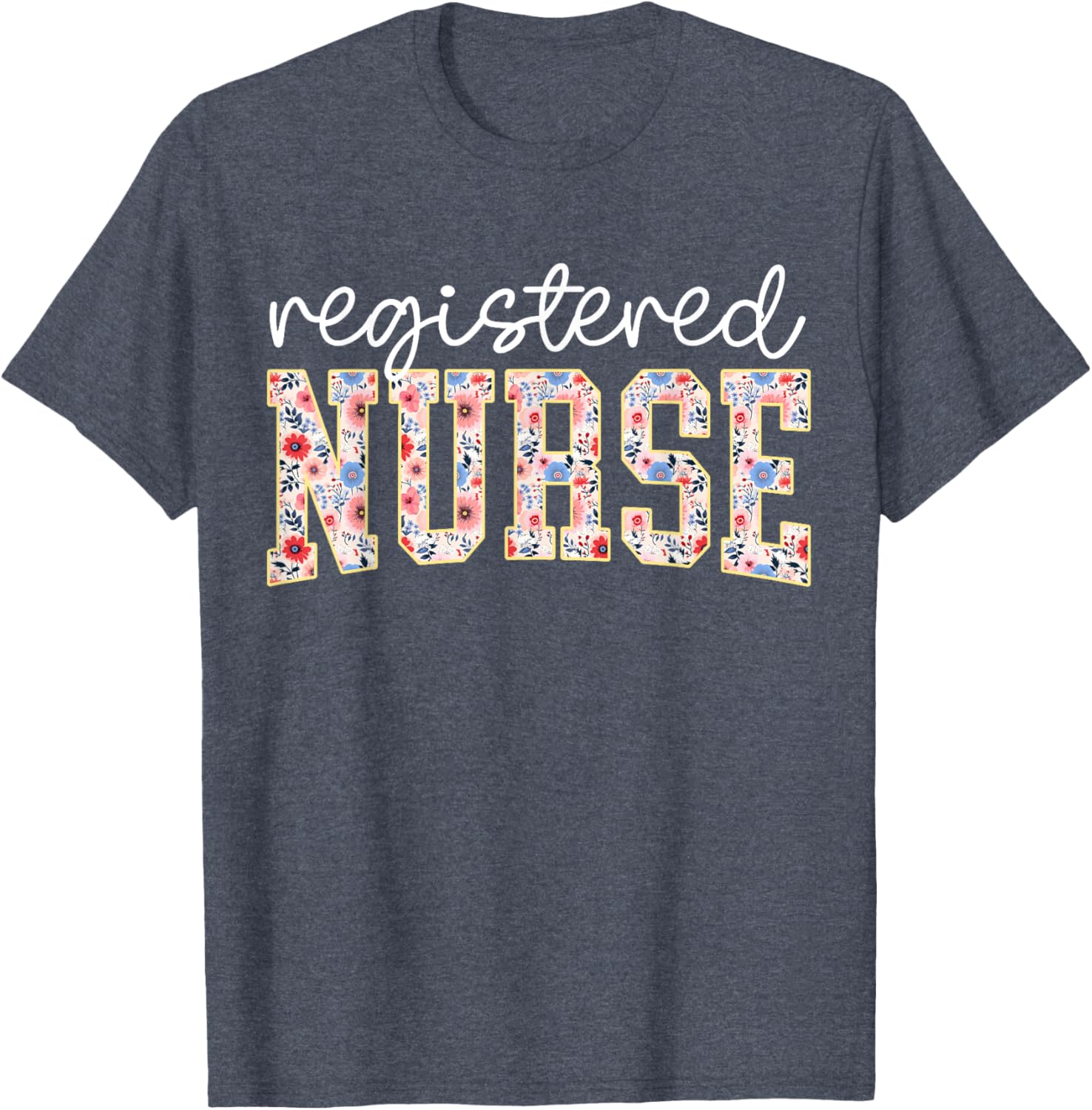 Floral Print RN Nurse T-Shirt for Women - Perfect for Nursing School - 21