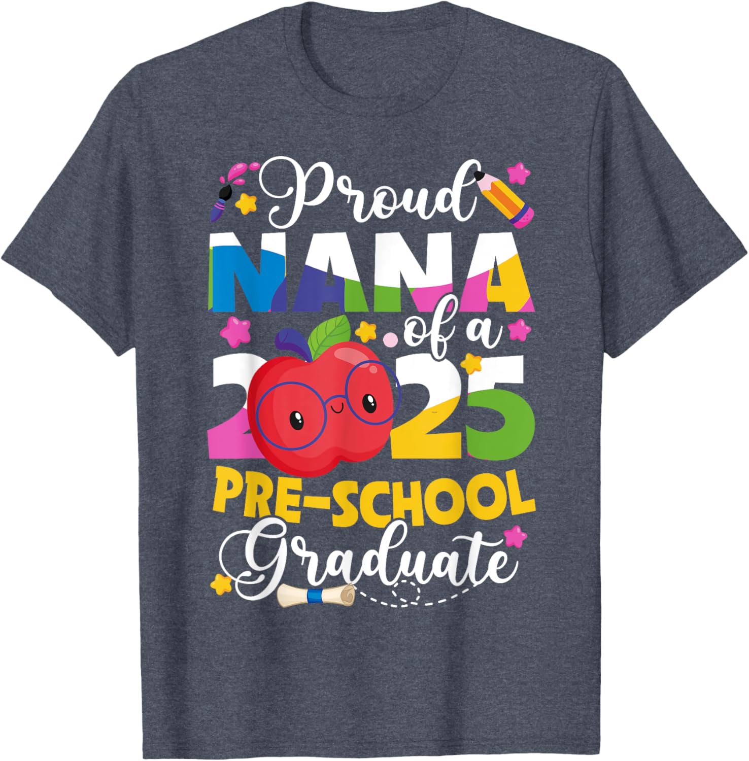 Proud Nana 2025 Pre-K Graduate T-Shirt for Celebrating Graduation Day - 5