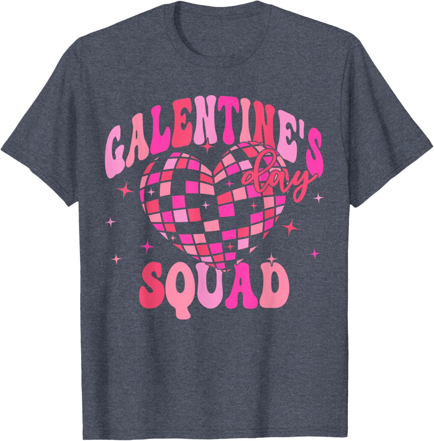 Galentine's Day Disco Heart Pink T-Shirt for Party Girls and Besties - 7