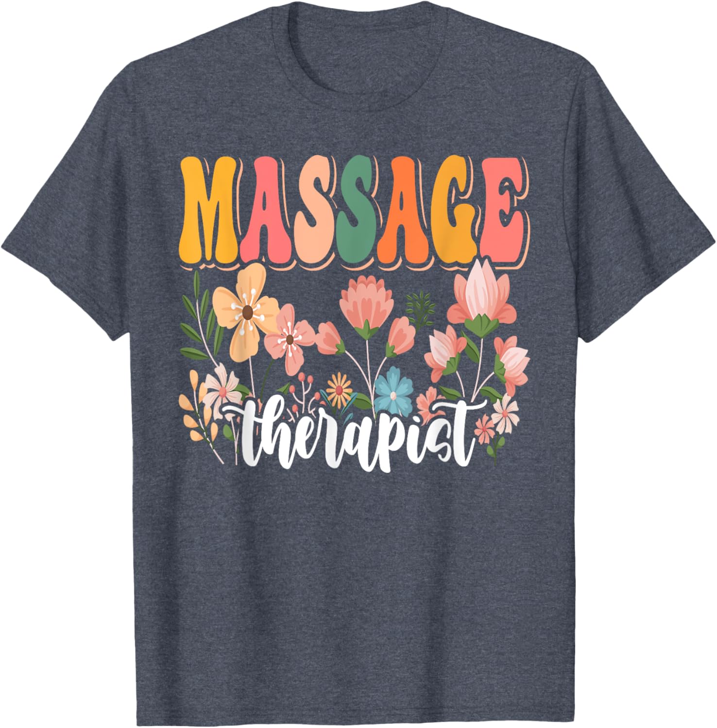 Retro Groovy Floral Wildflower Tee for Massage Therapists and Nature Lovers - 3