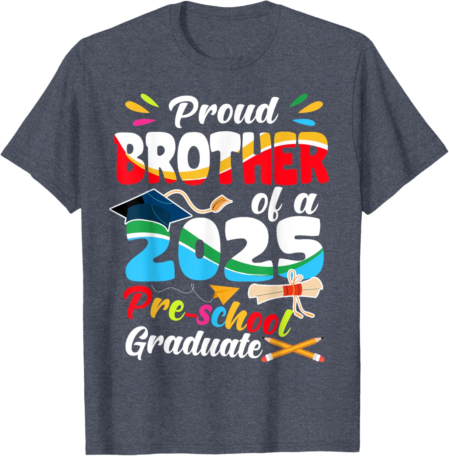 Proud Brother of Pre-K Graduate 2025 T-Shirt for Graduation Celebrations - 7