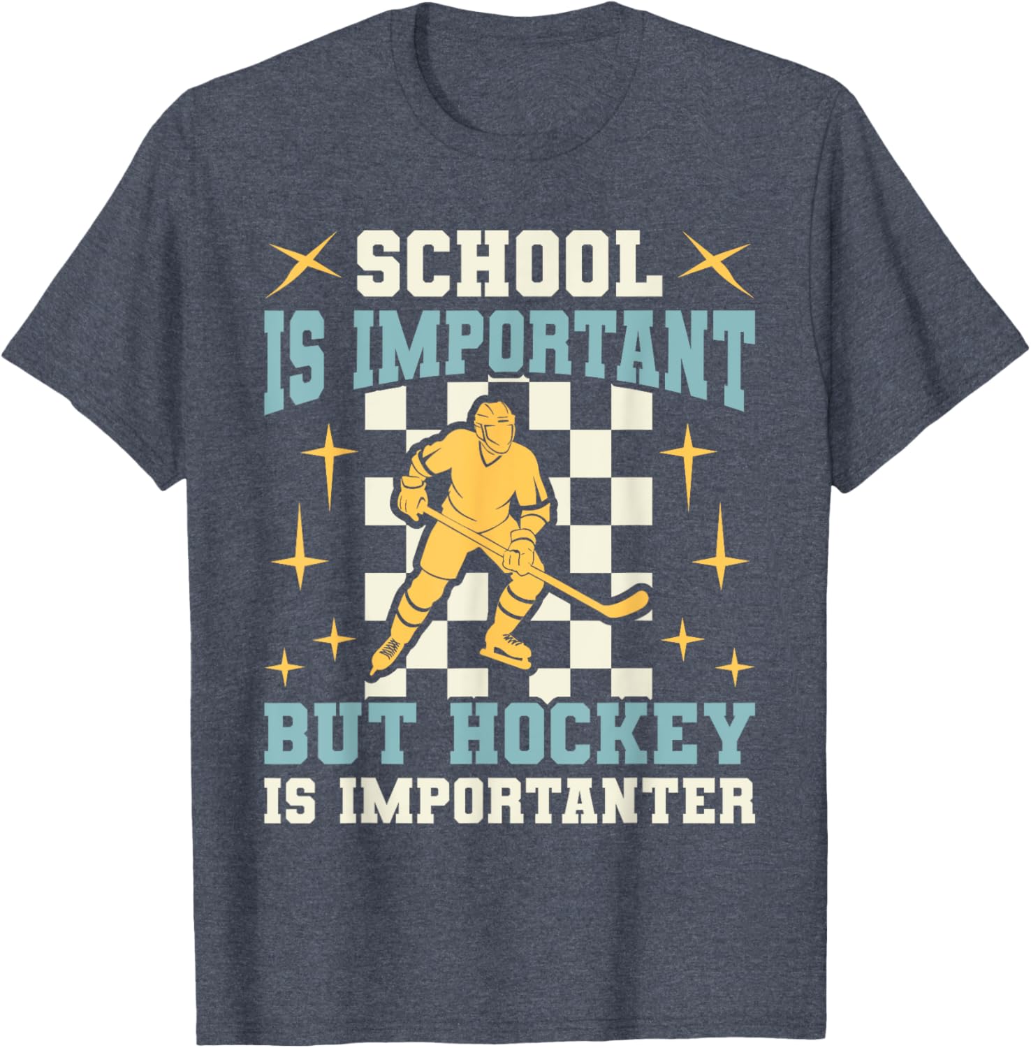 Funny Hockey T-Shirt for Boys - School Is Important Hockey Is Importanter - 9