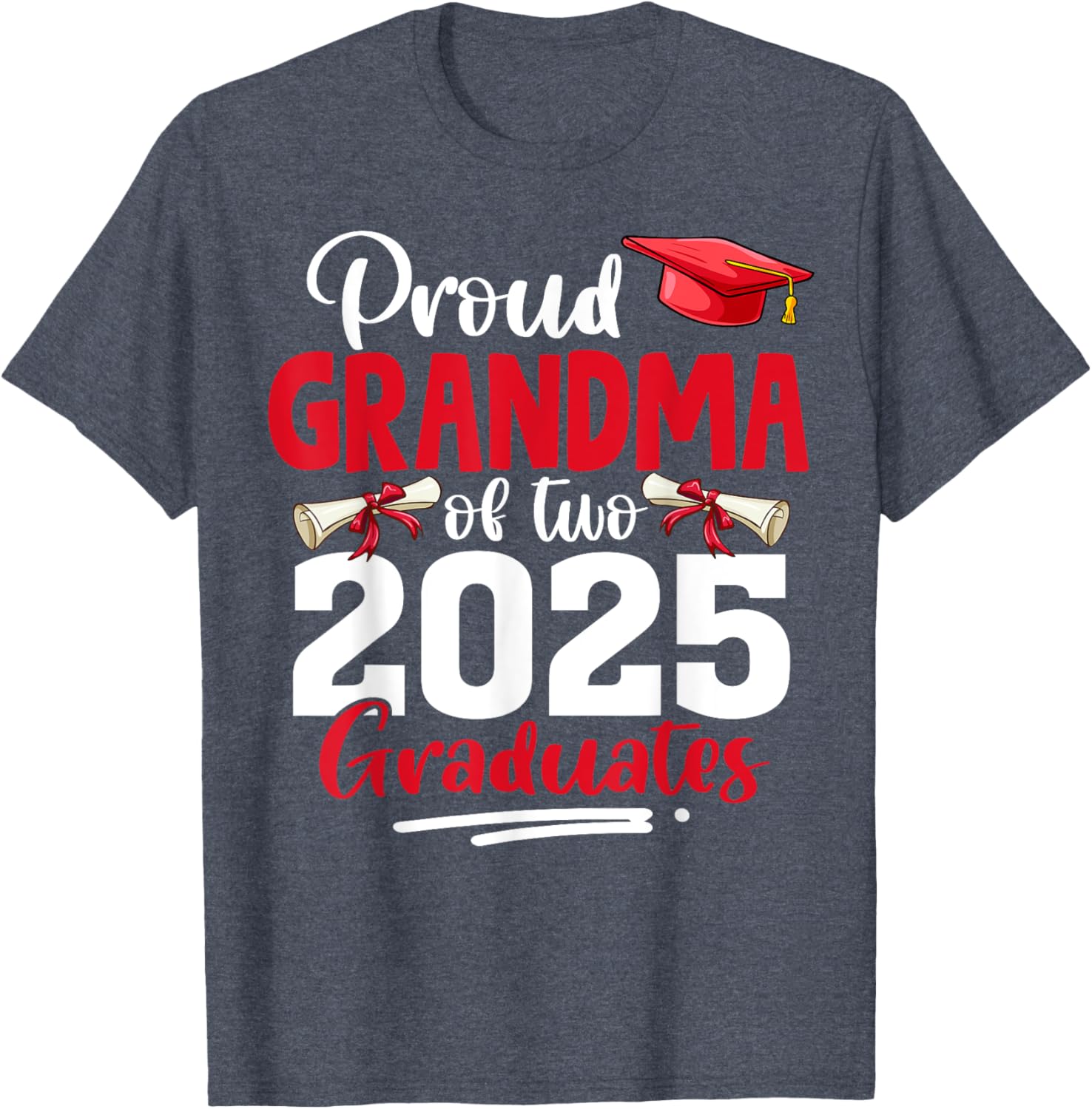 Proud Grandma of Two Twins Class of 2025 Graduation T-Shirt - 1