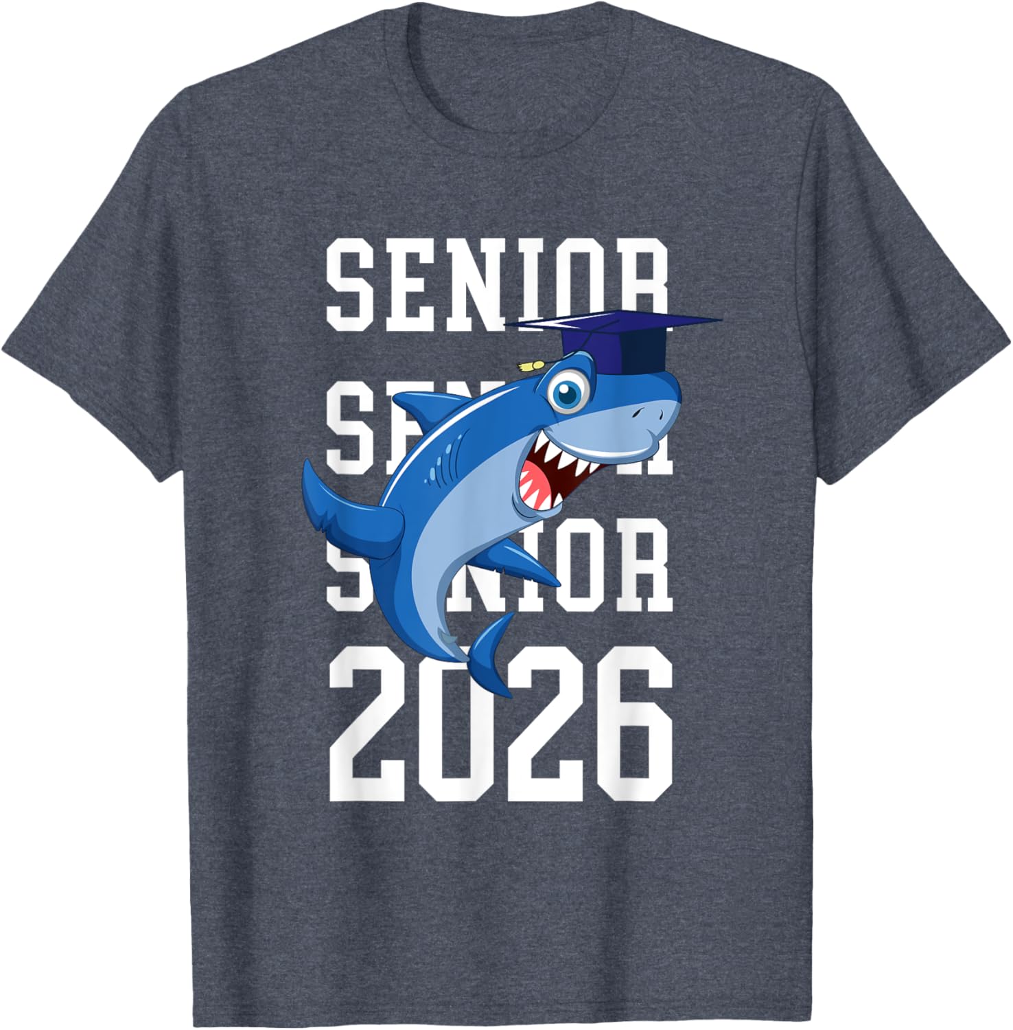 Shark Senior 2026 Graduation T-Shirt for College and Grad School Achievement - 2