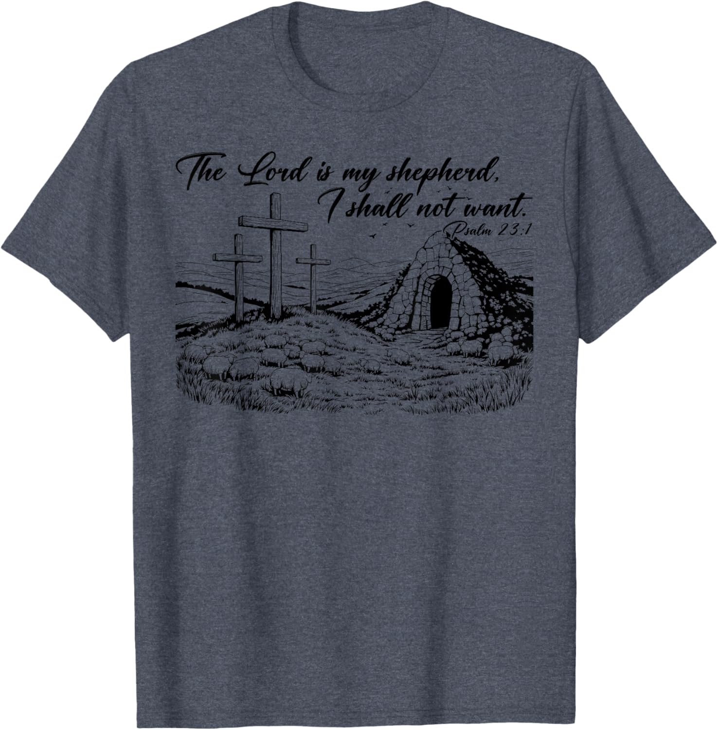 Happy Easter Christian T-Shirt The Lord Is My Shepherd Design - 8
