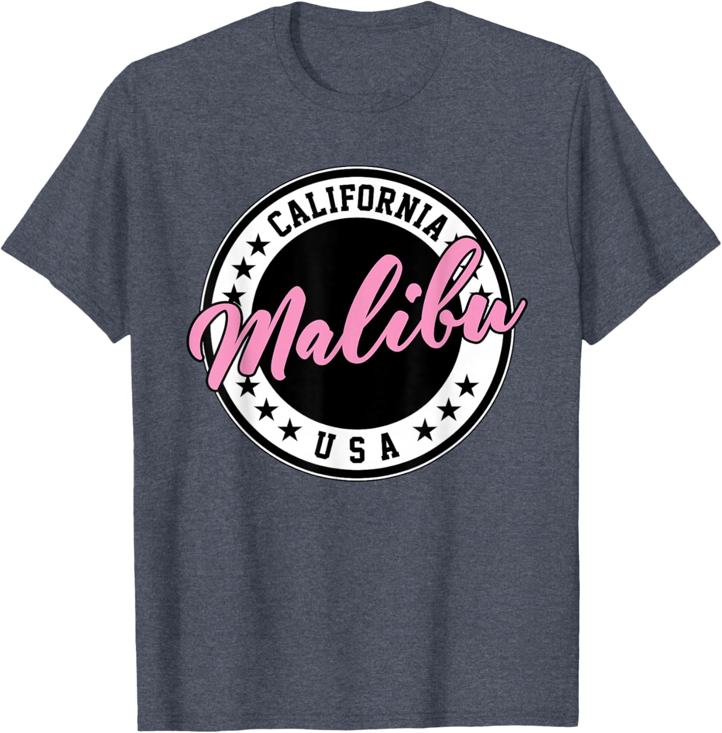 Malibu California Pink Script Circle T-Shirt for Trendy Summer Style - 15