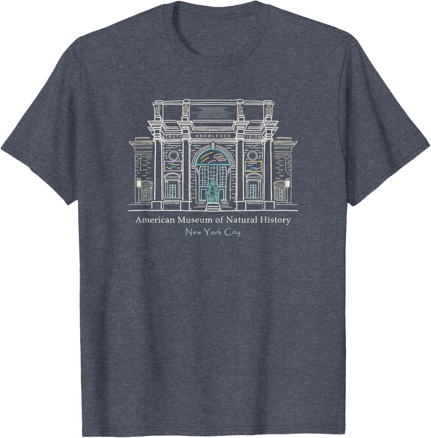 New York City American Museum of Natural History Drawing T-Shirt - 5