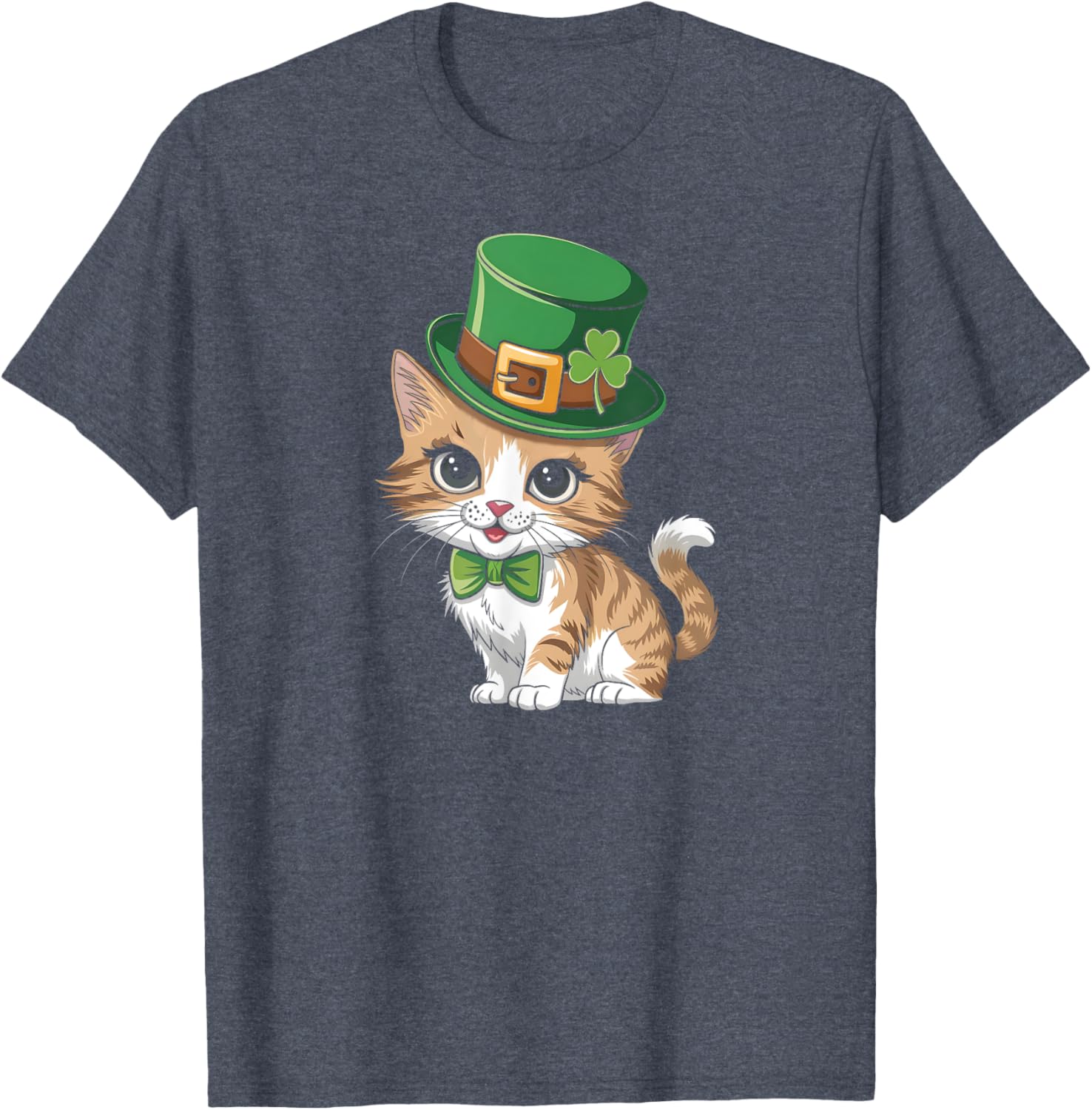 Lucky Shamrock Cat St Patricks Day T-Shirt for Women Girls and Toddlers - 11