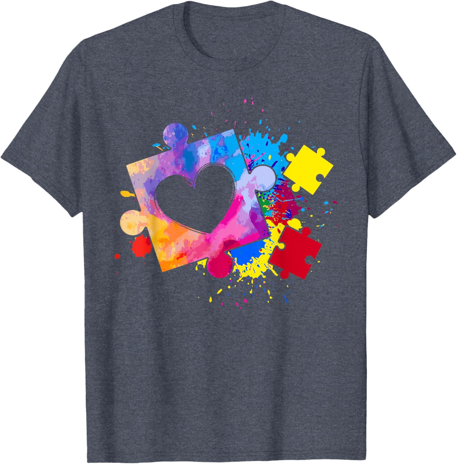 Autism Awareness Tie Dye Puzzle Piece Heart Kids T-Shirt for Boys and Girls - 20