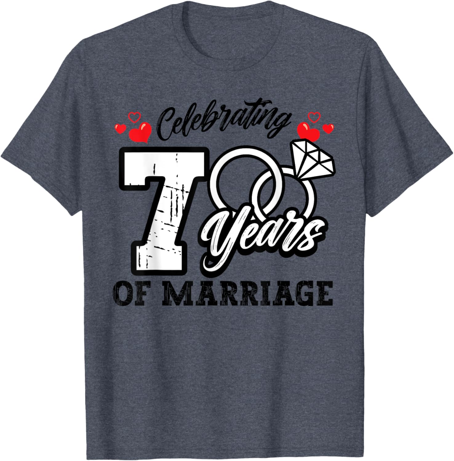 7th Wedding Anniversary Matching T-Shirt for Couples Celebrating Love - 5