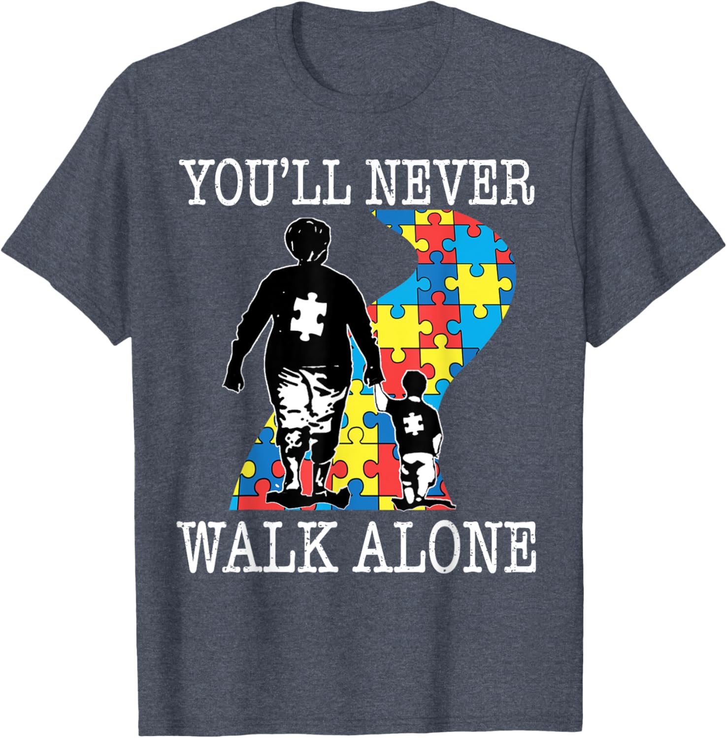 Autism Grandma Support Alone Puzzle You'll Never Walk T-Shirt for Comfort - 12