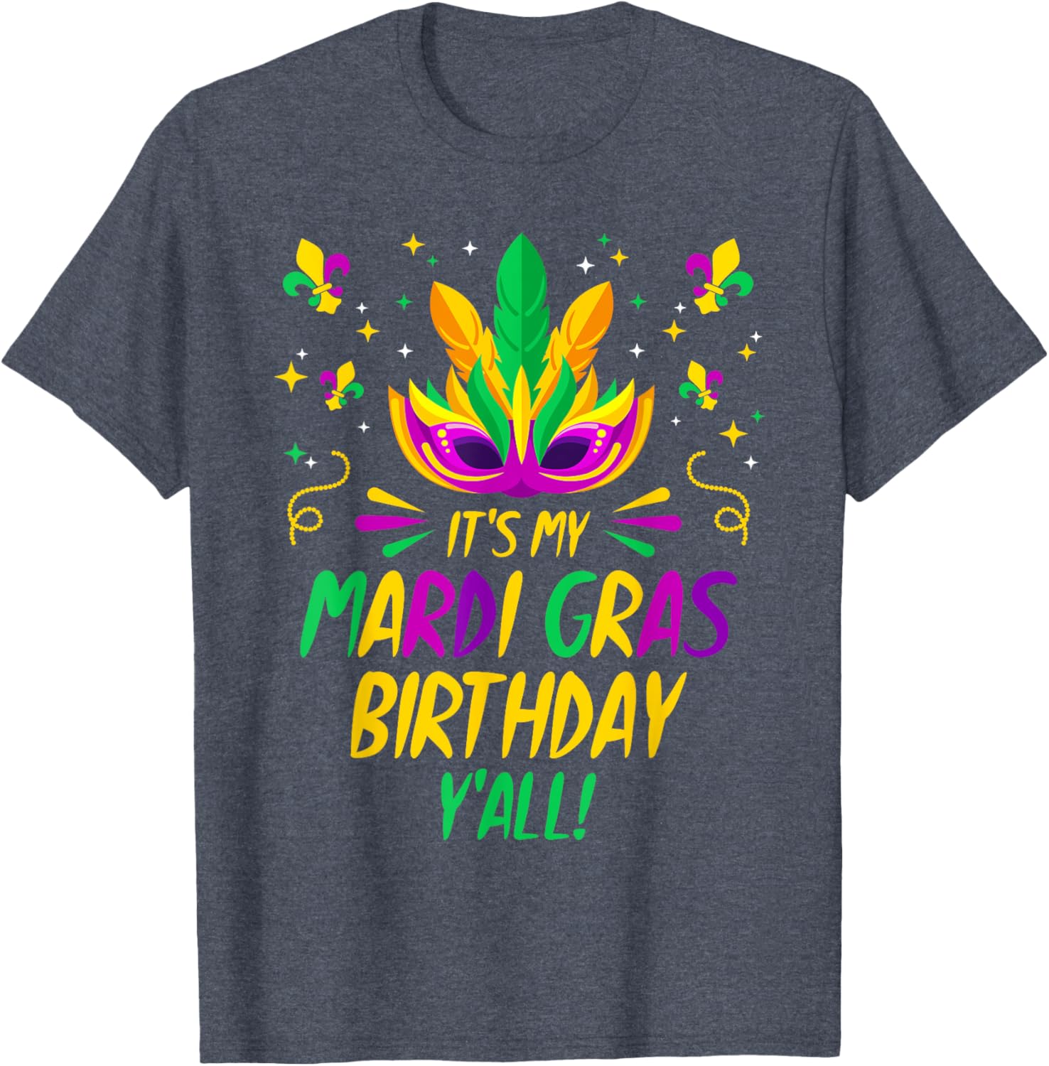 Mardi Gras Birthday T-Shirt Fun Celebration Outfit for Birthday Party - 15