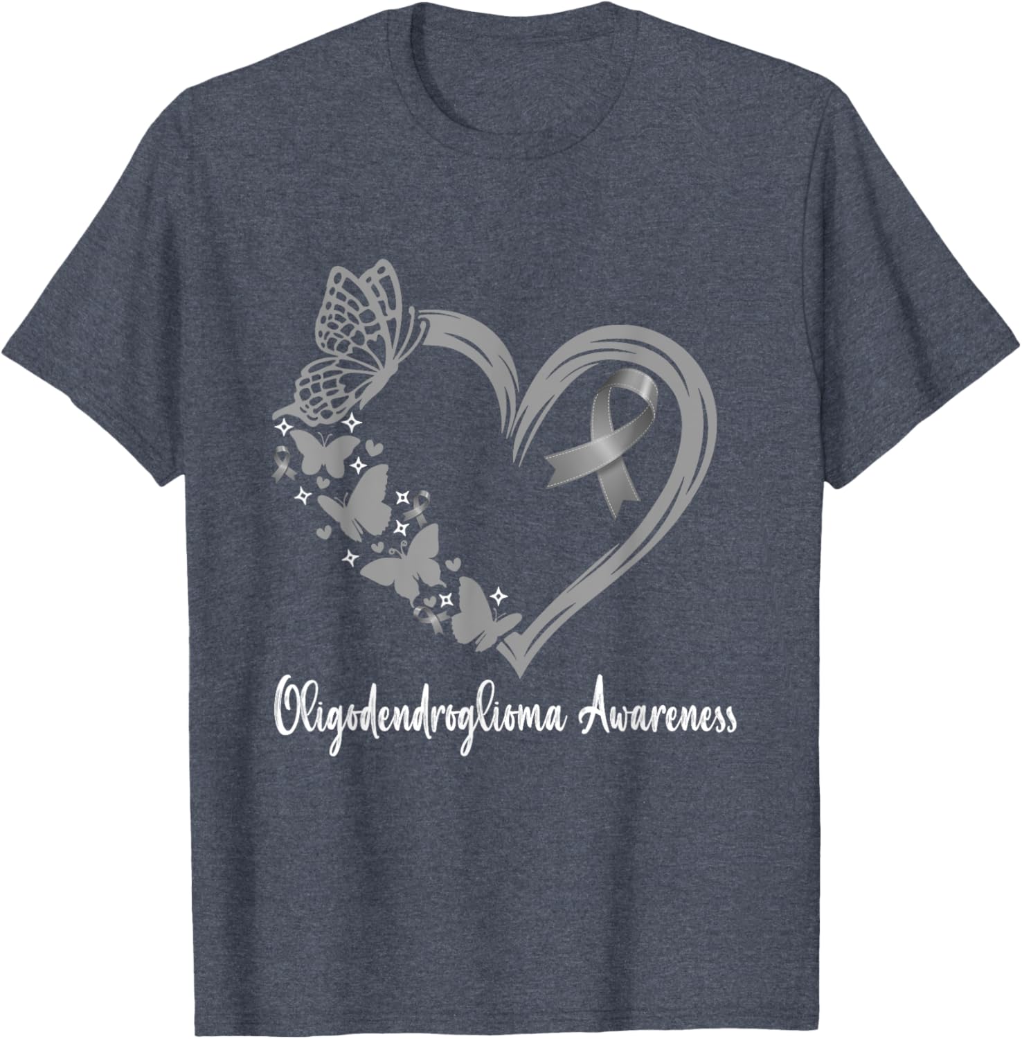 Oligodendroglioma Awareness Warrior Heart T-Shirt for Support & Unity - 8