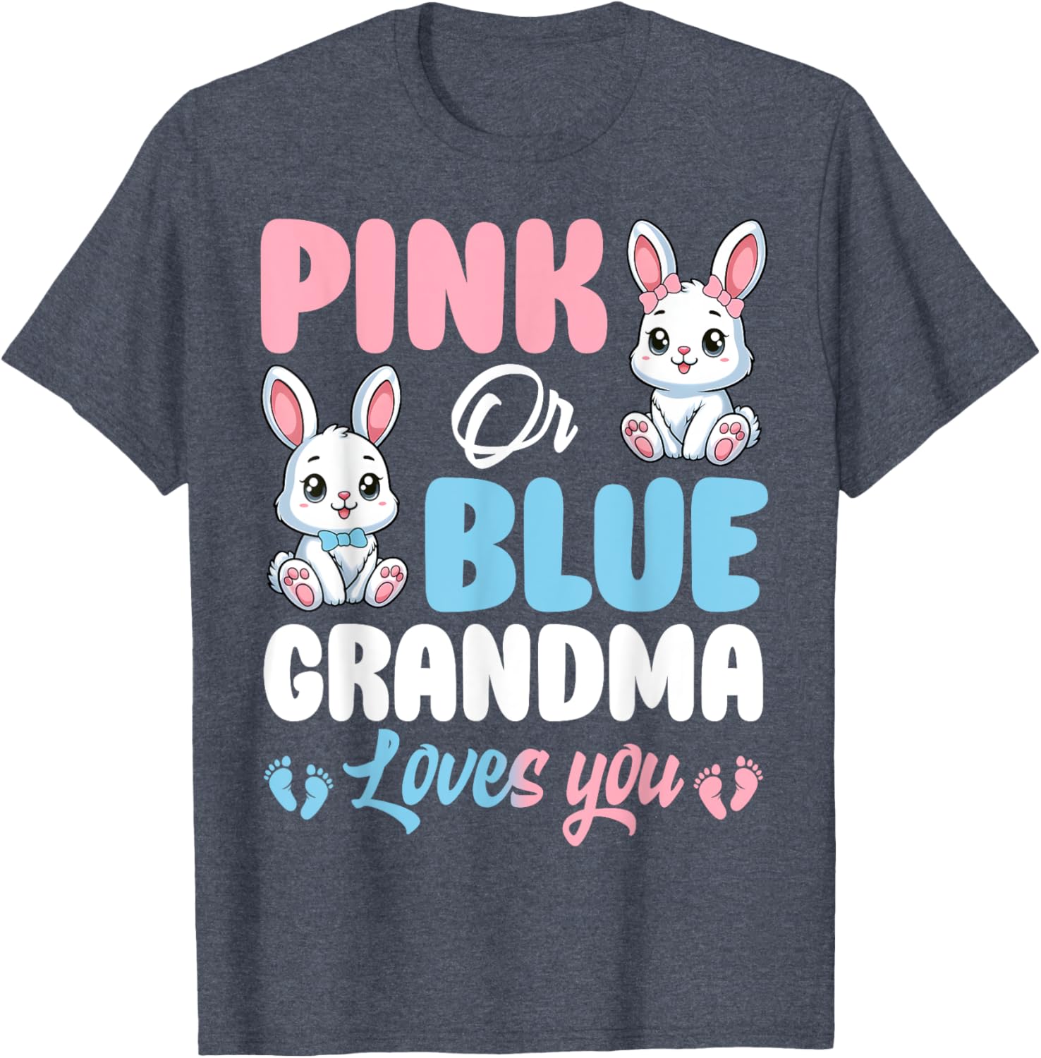 Pink or Blue Grandma Loves You Bunny Gender Reveal T-Shirt for Kids - 19