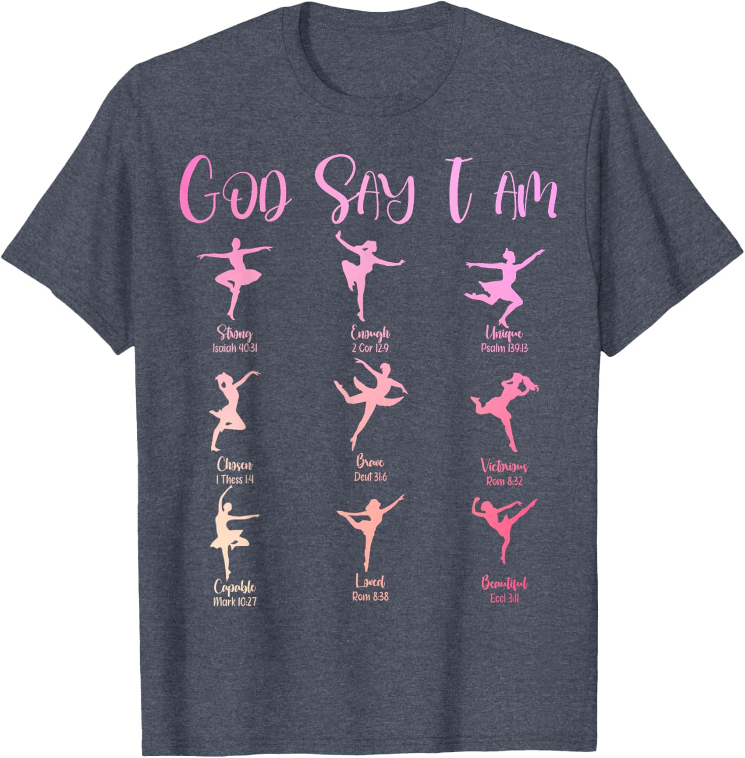 Christian God Says I Am Cute Pink Ballet Dancer T-Shirt for Girls - 8