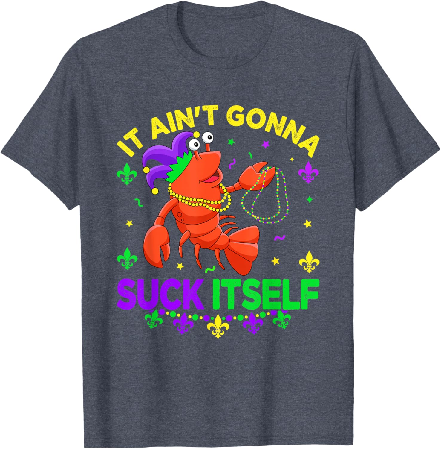 Fun Crawfish Jester Beads Mardi Gras T-Shirt for Festive Celebrations - 24