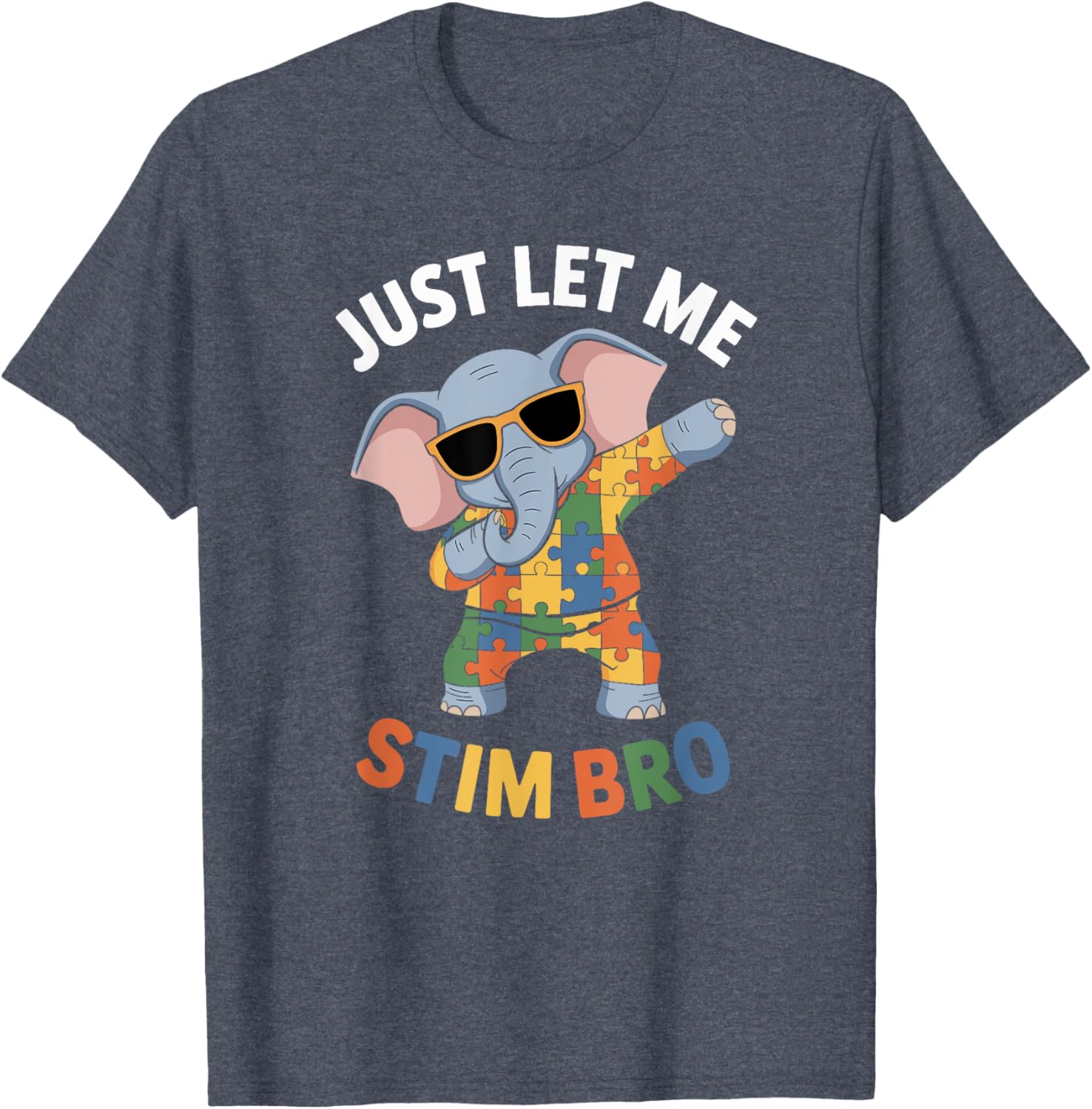 Funny Elephant Autism Awareness Just Let Me Stim Bro T-Shirt for Boys - 4