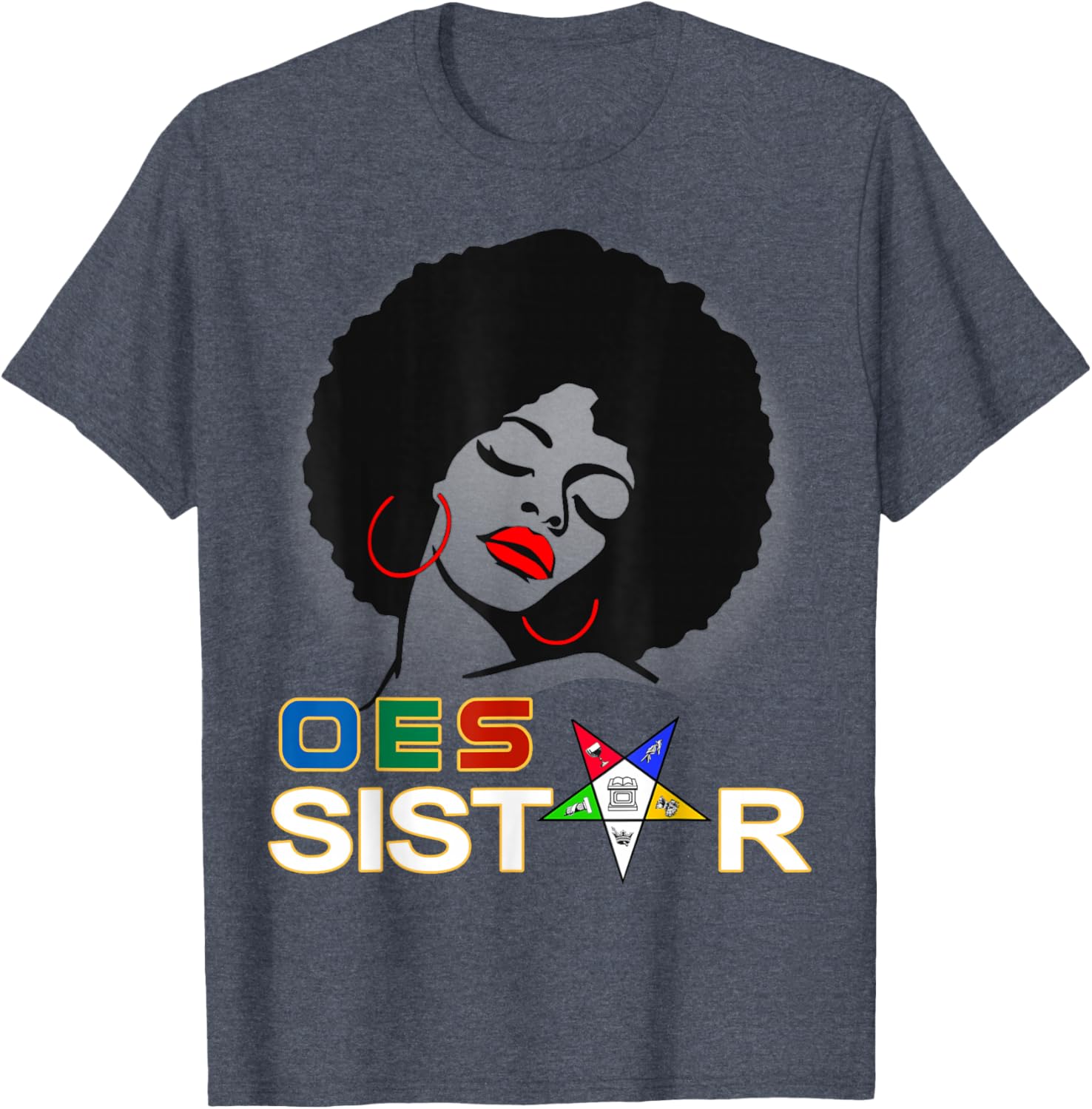 Beautiful Red Afro Earrings and Sistar Eastern Star T-Shirt for Girls - 14