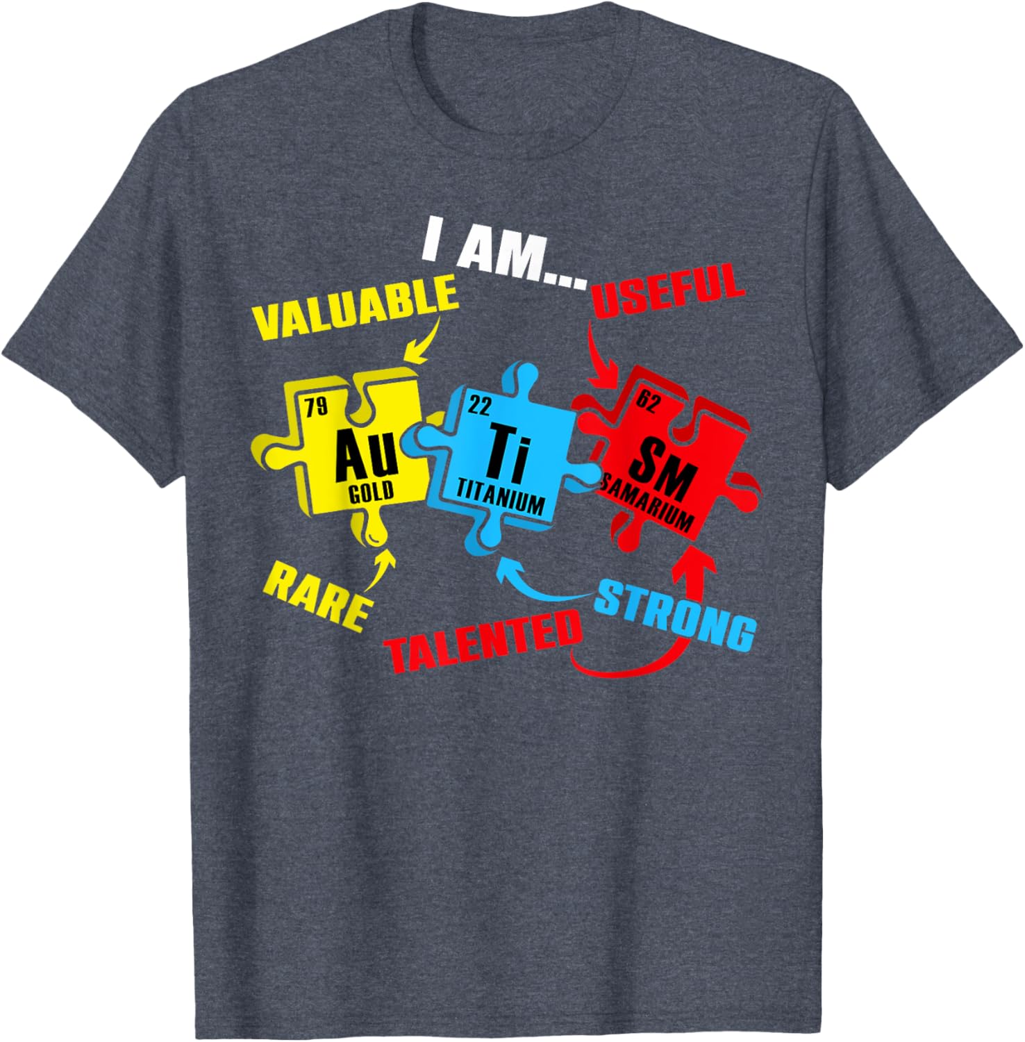 Chemistry Elements Periodic Table Puzzle T-Shirt for Autism Awareness - 16