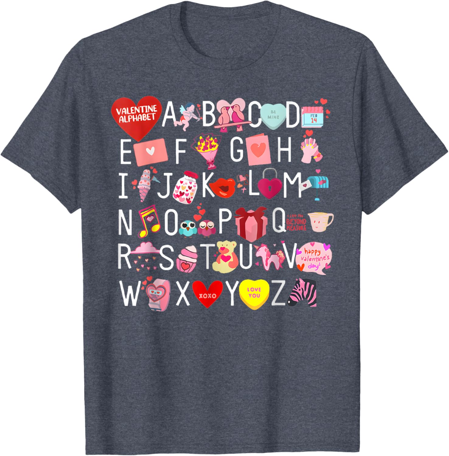 Funny ABC Teacher Appreciation Valentine's Day T-Shirt for Educators - 25