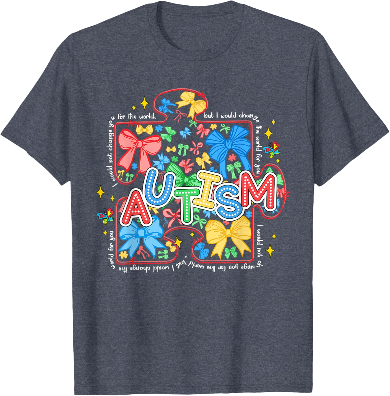 Autism Awareness Puzzle Bow Women's T-Shirt Cute and Stylish Design - 12