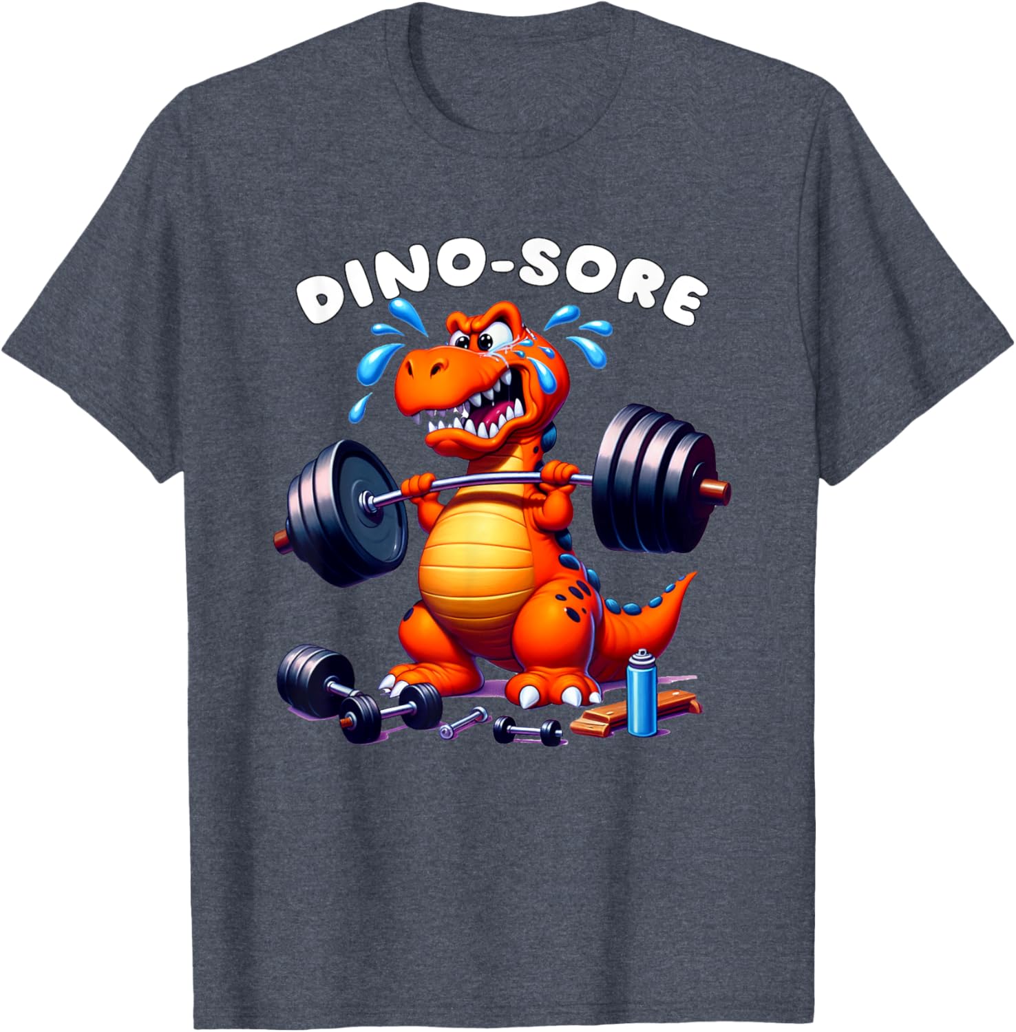 Dino Sore Gym T-Shirt for Fitness Lovers - Fun Lifting Weights Design - 5
