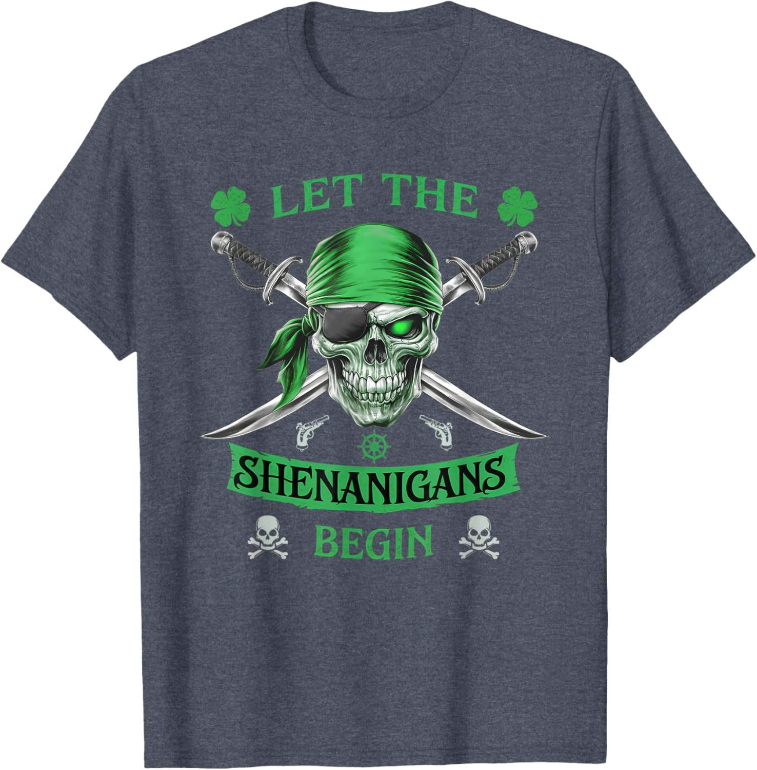 Pirate St Patricks Day Skull T-Shirt for Men Let the Shenanigans Begin - 9