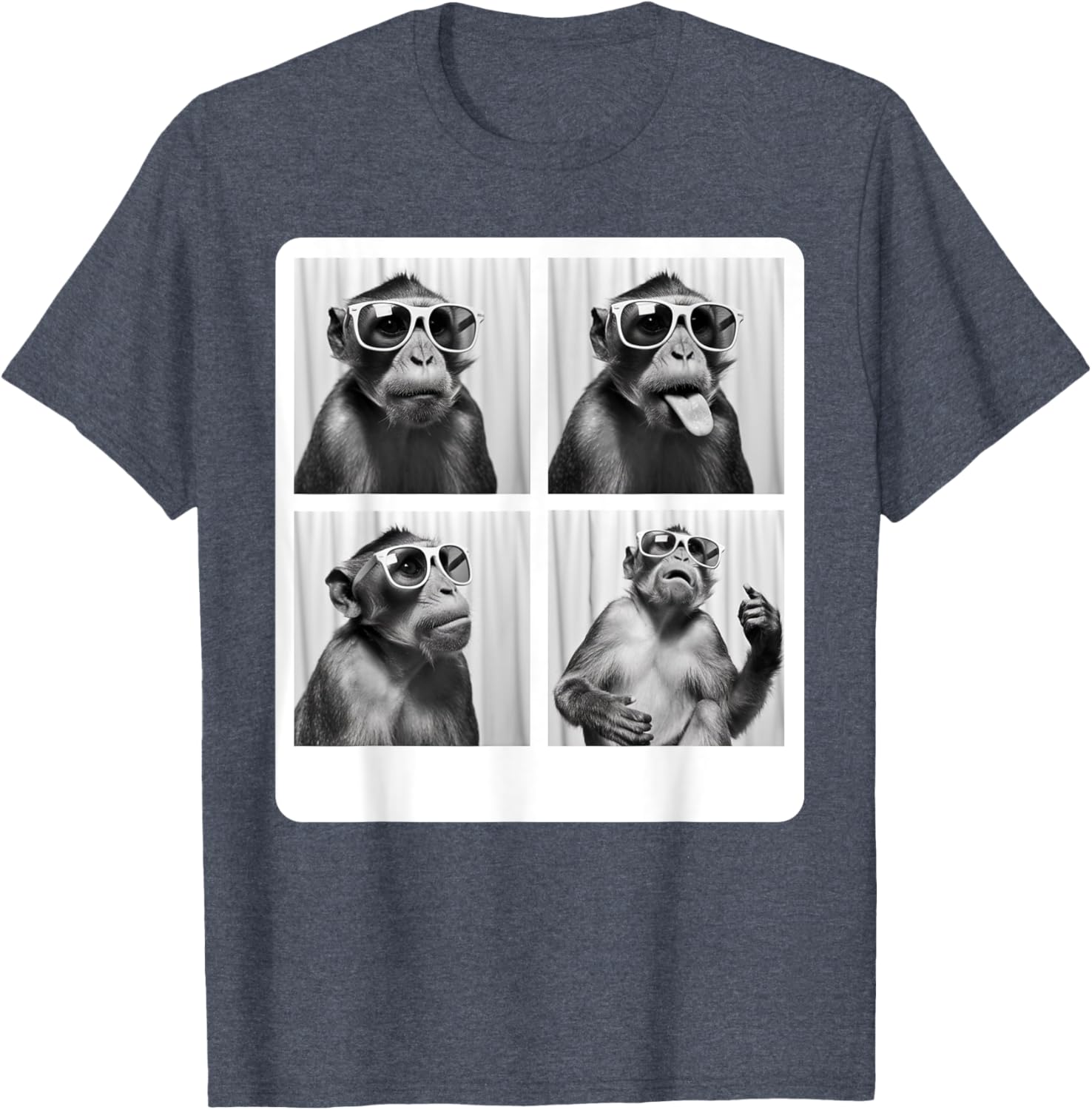 Funny Monkey Photo Booth T-Shirt with Sunglasses for Animal Lovers - 2