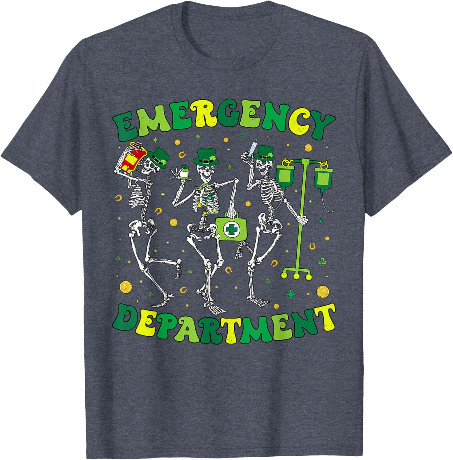 St Patricks Day Skeleton T-Shirt for Emergency Department Fun - 7