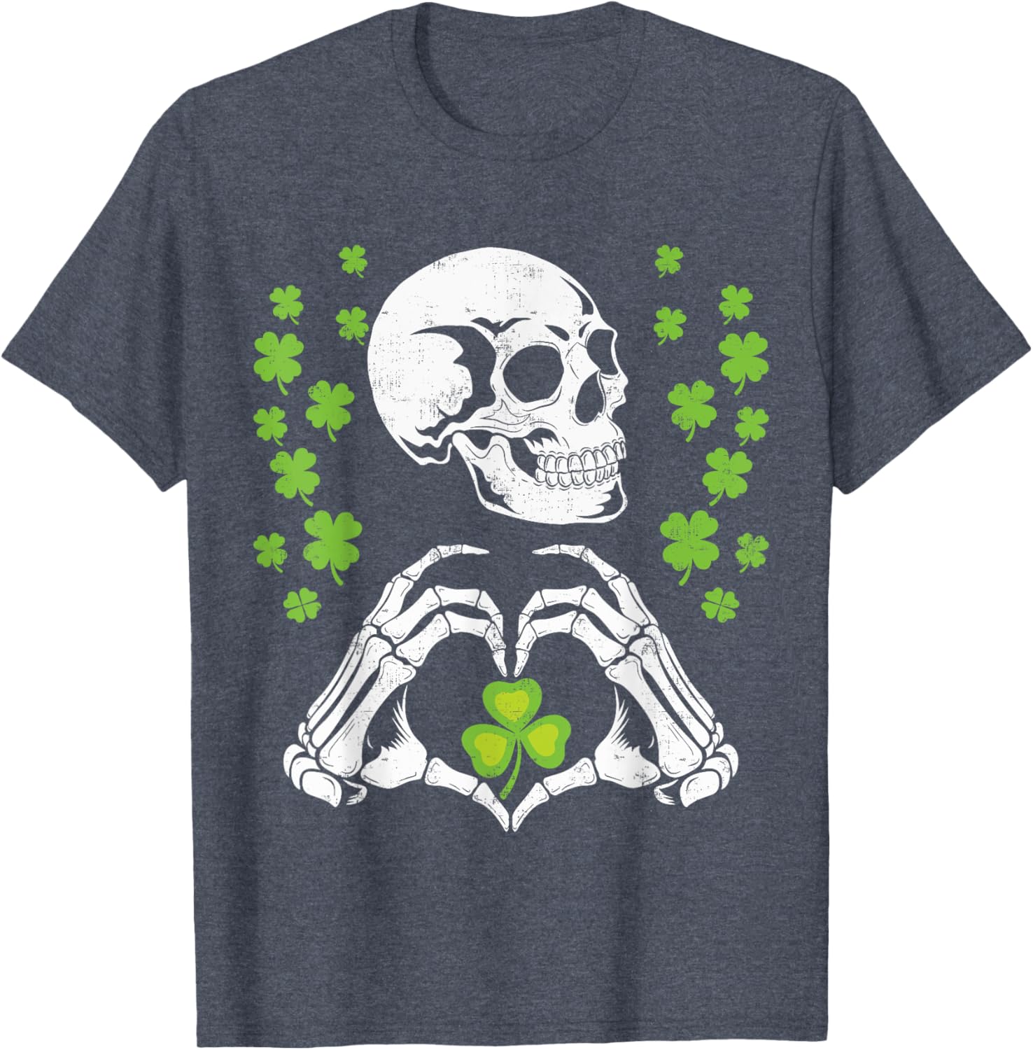 St Patrick's Day Skeleton Skull Heart Shamrock T-Shirt for Festive Fun - 9