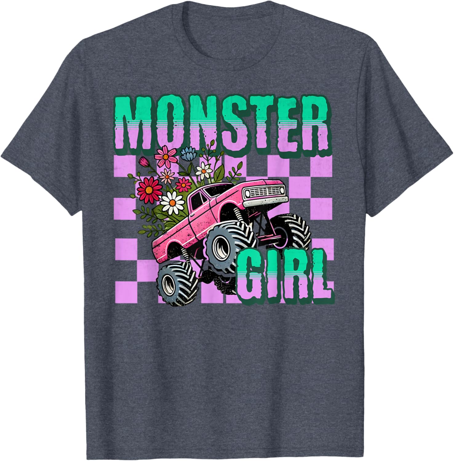 Vintage Monster Truck Girl T-Shirt for Retro Women Truck Lovers - 15