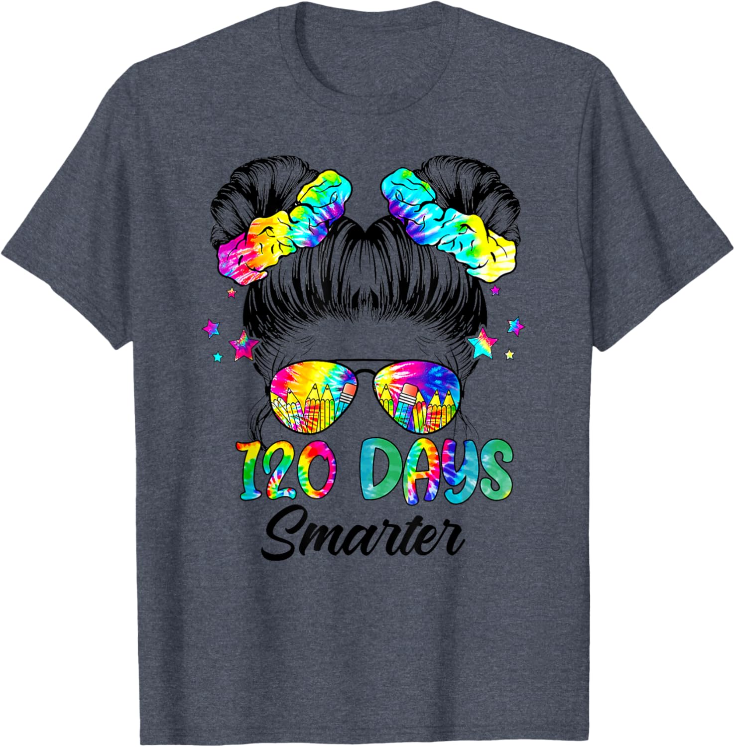 Messy Bun 120 Days of School Tie Dye Shirt for Smart Students - 10