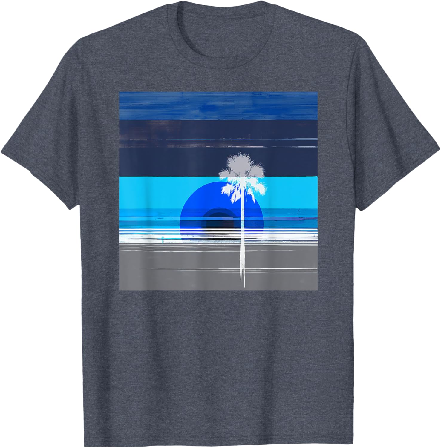 Stylish Palm Tree Tropical Landscape Abstract Art T-Shirt for Trendy Wear - 18