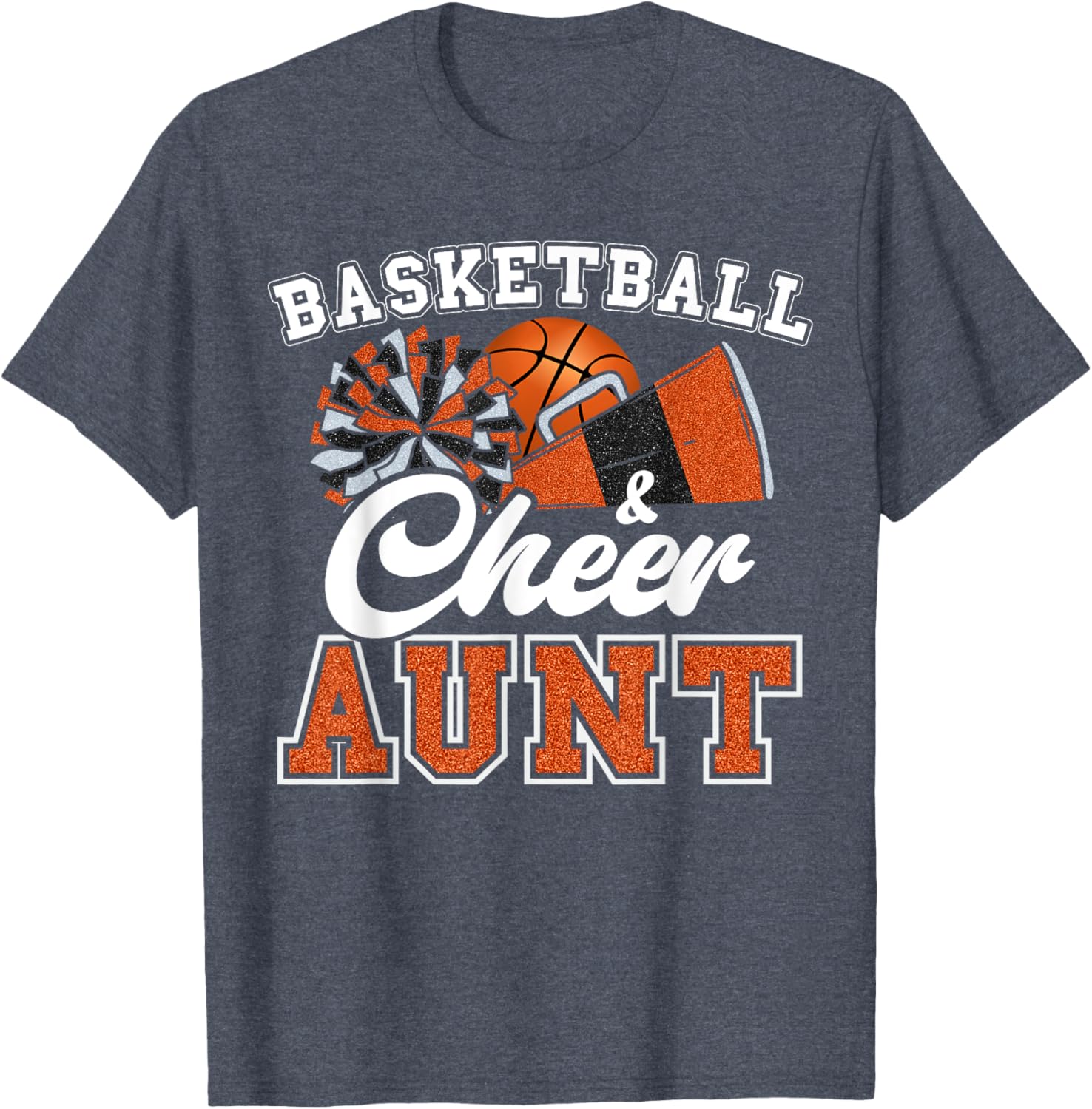 Proud Basketball Cheer Aunt T-Shirt for Cheerleader Niece in Orange - 9