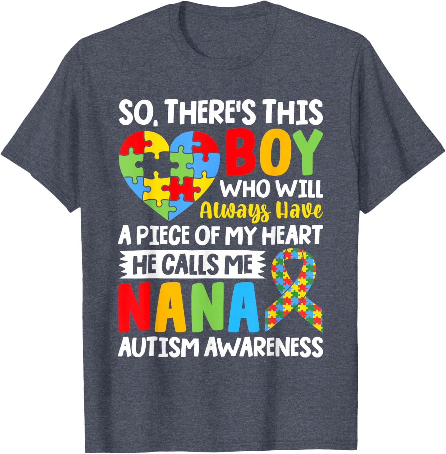 Proud Autism Grandma T-Shirt Heart Design for Nana Autism Awareness - 9