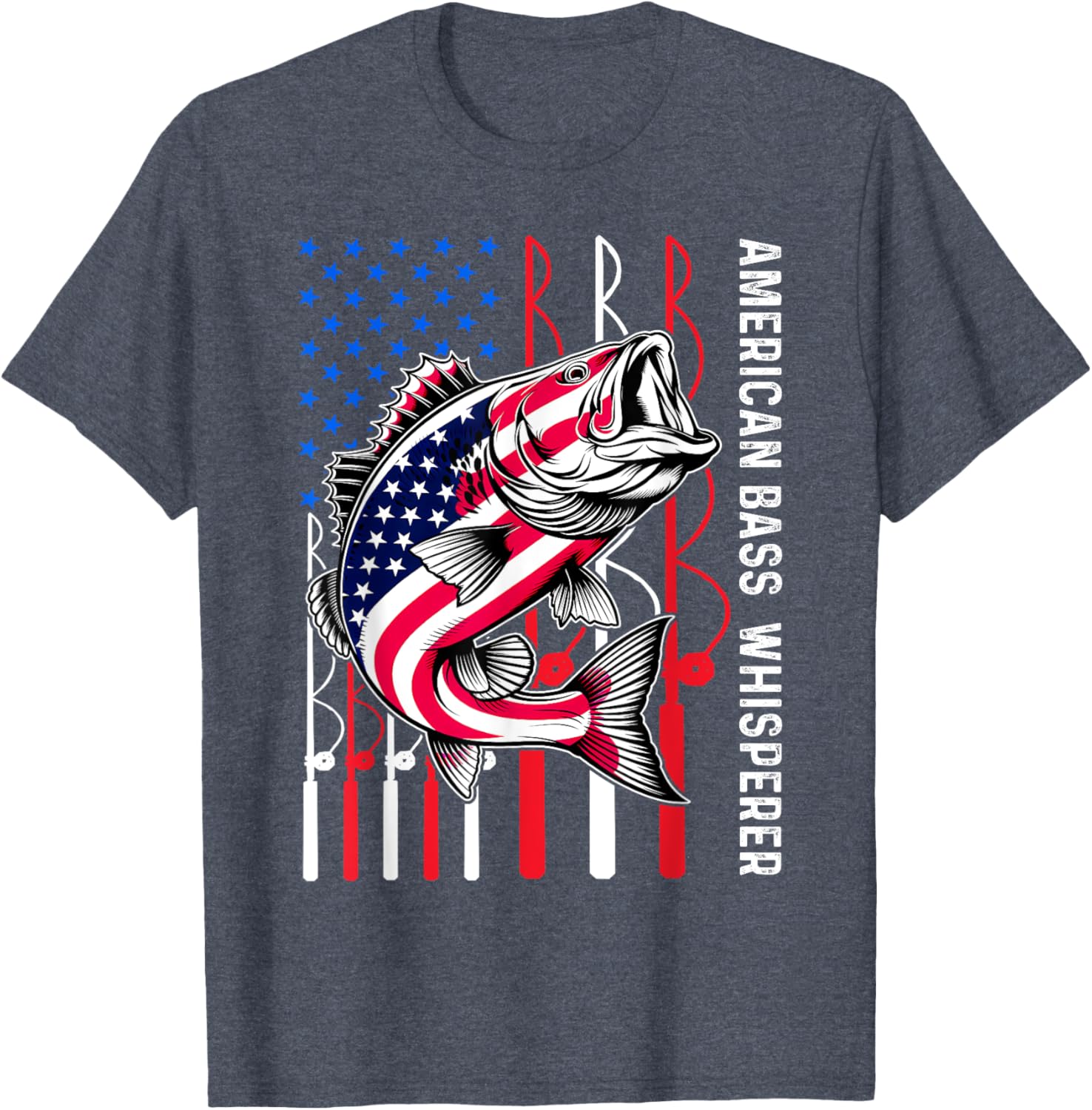 Patriotic Anglers American Bass Pro Whisperer Fisherman T-Shirt Design - 9