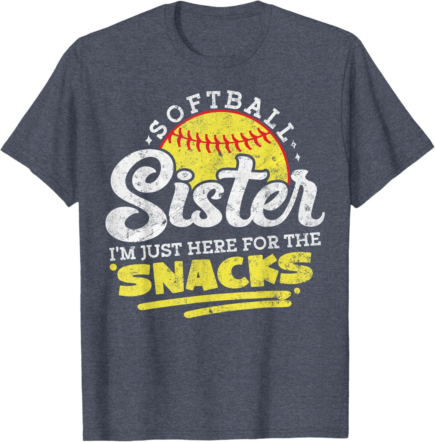 Softball Sister Funny Snack Lover Retro T-Shirt for Game Days - 6