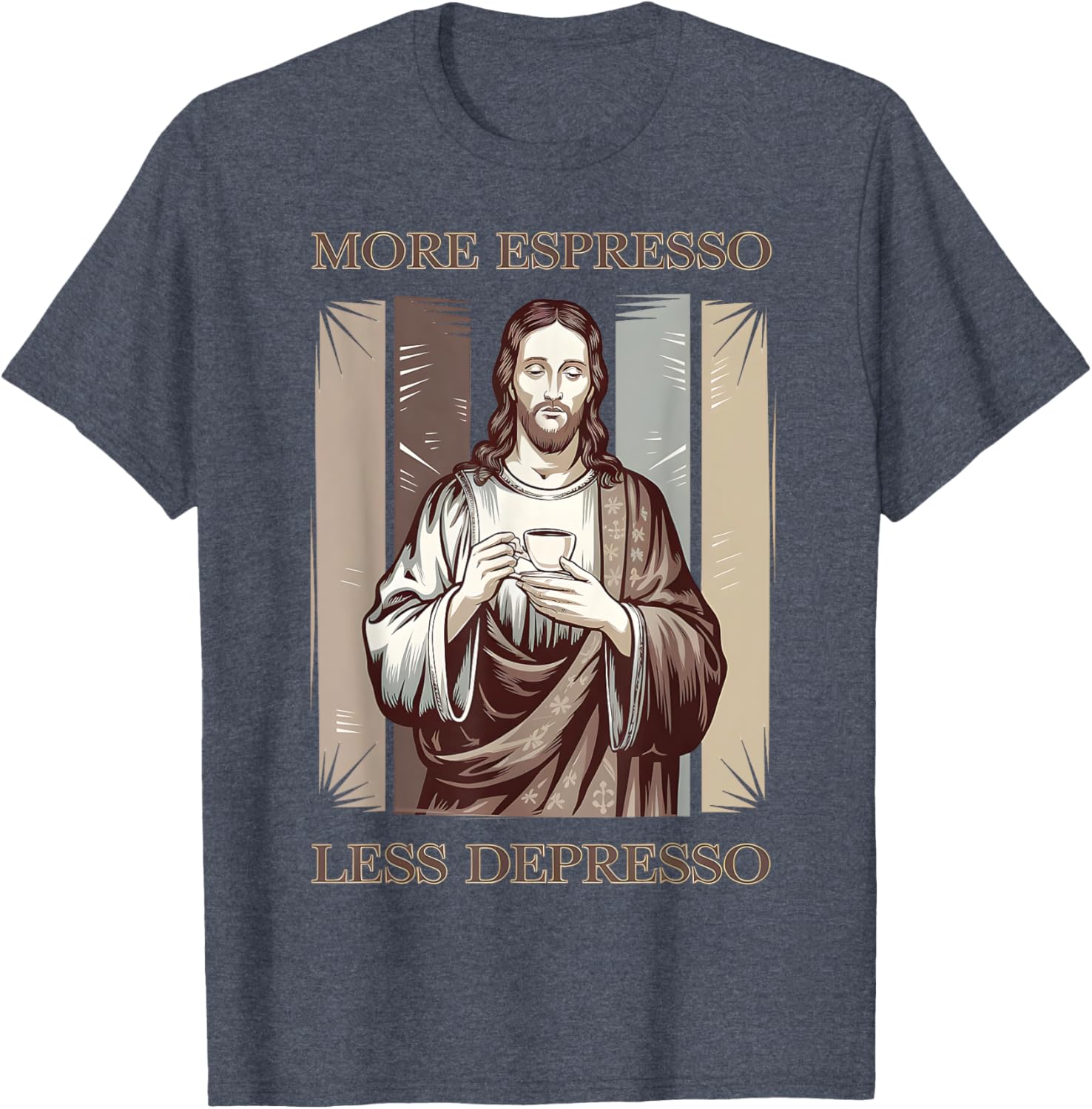Jesus More Espresso Less Depresso Retro Coffee Lover T-Shirt - 1