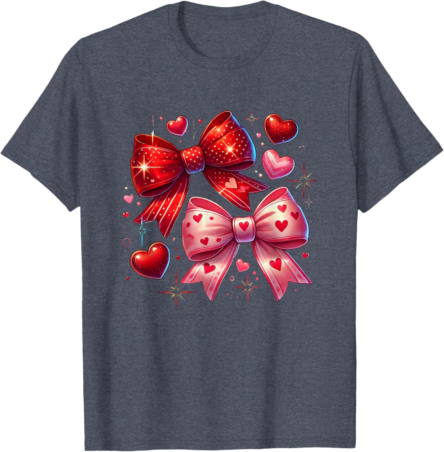 Heart Bows and Stars Romantic Love T-Shirt for Couples and Gifting - 23