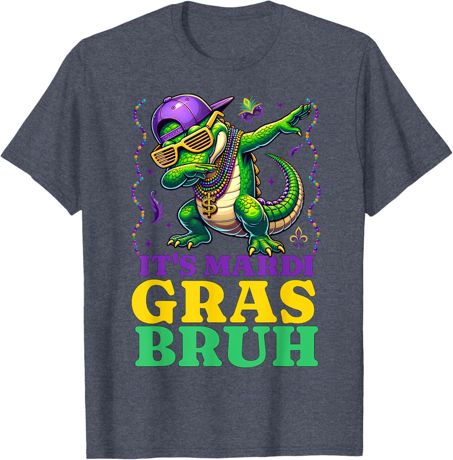 Mardi Gras Dabbing Alligator T-Shirt for Fun Costume Parades - 7