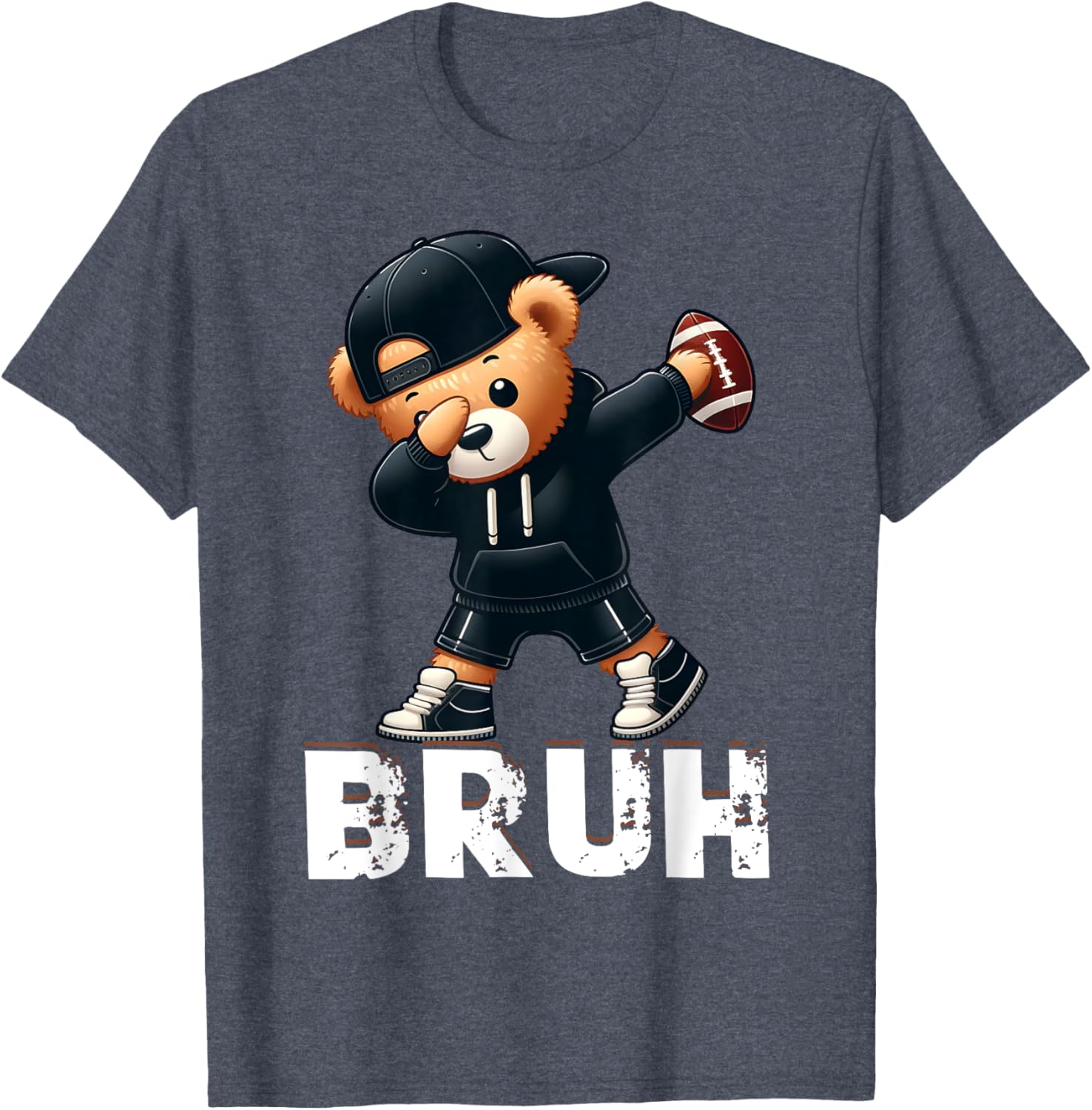 Funny Bruh Hip Hop Teddy Bear Dabbing Football T-Shirt for Boys - 8